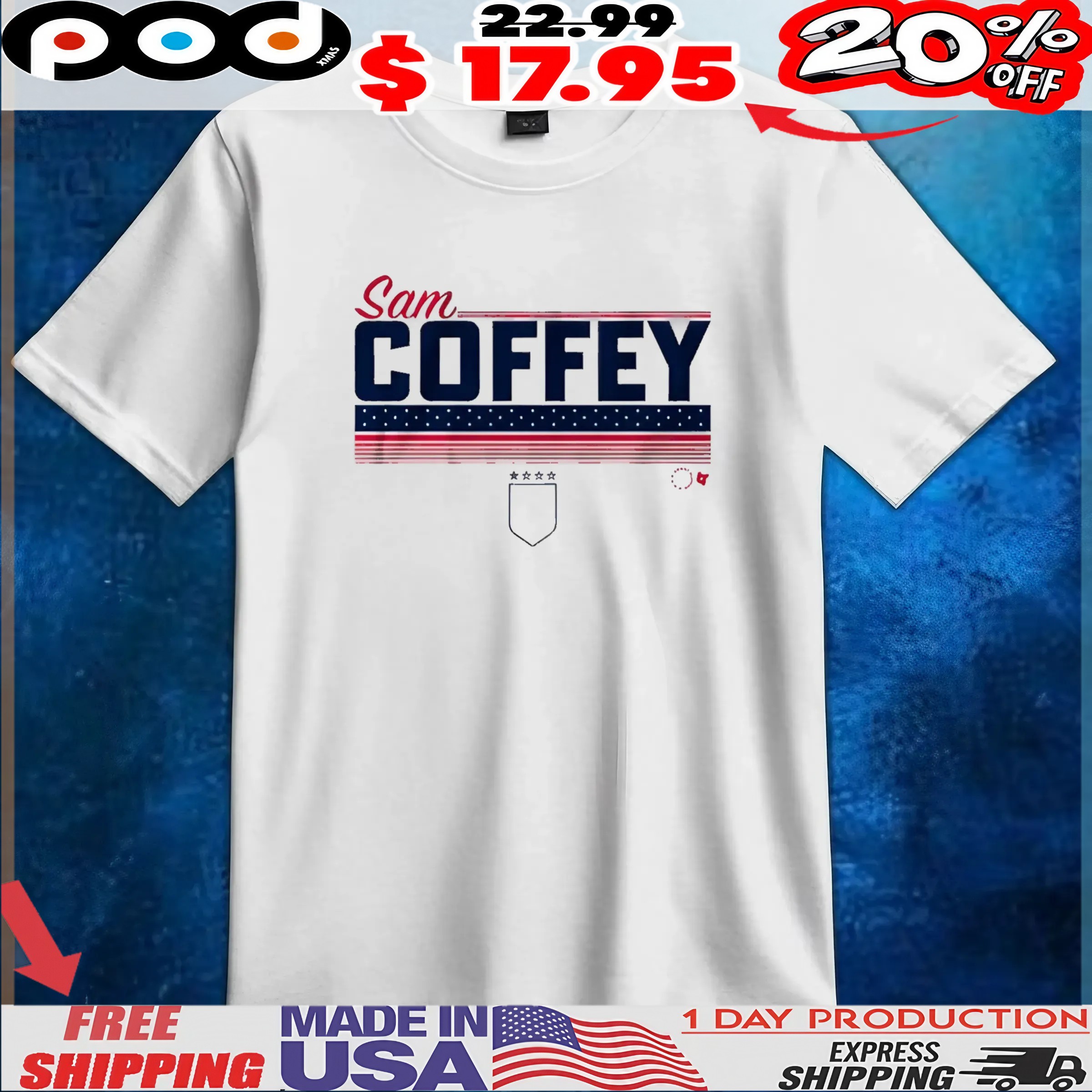 Sam Coffey Stripe USWNTPA T Shirt