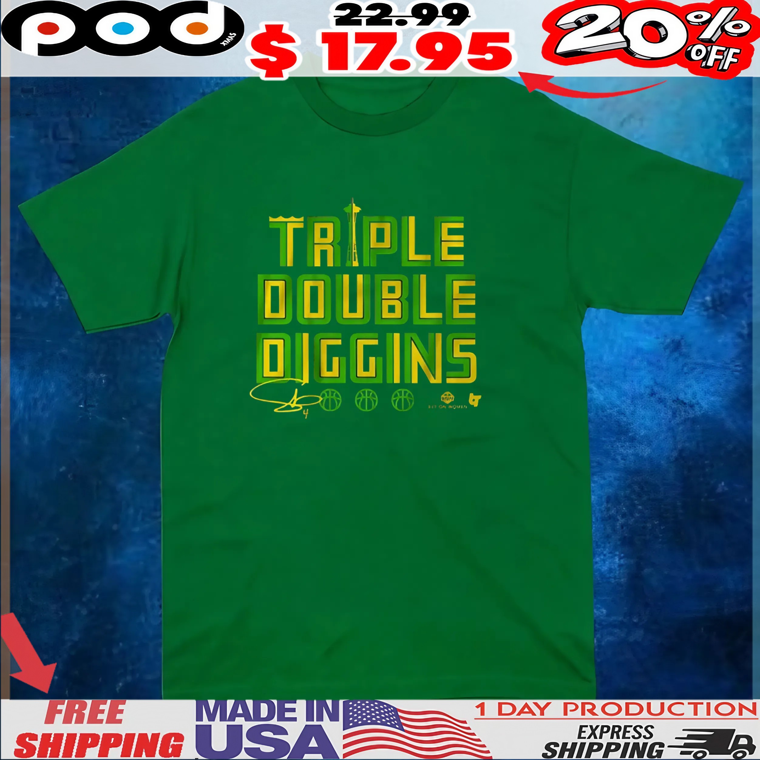 Skylar Diggins Triple Double Diggins Signature T Shirt 3 Skylar Diggins Triple Double Diggins Signature T Shirt