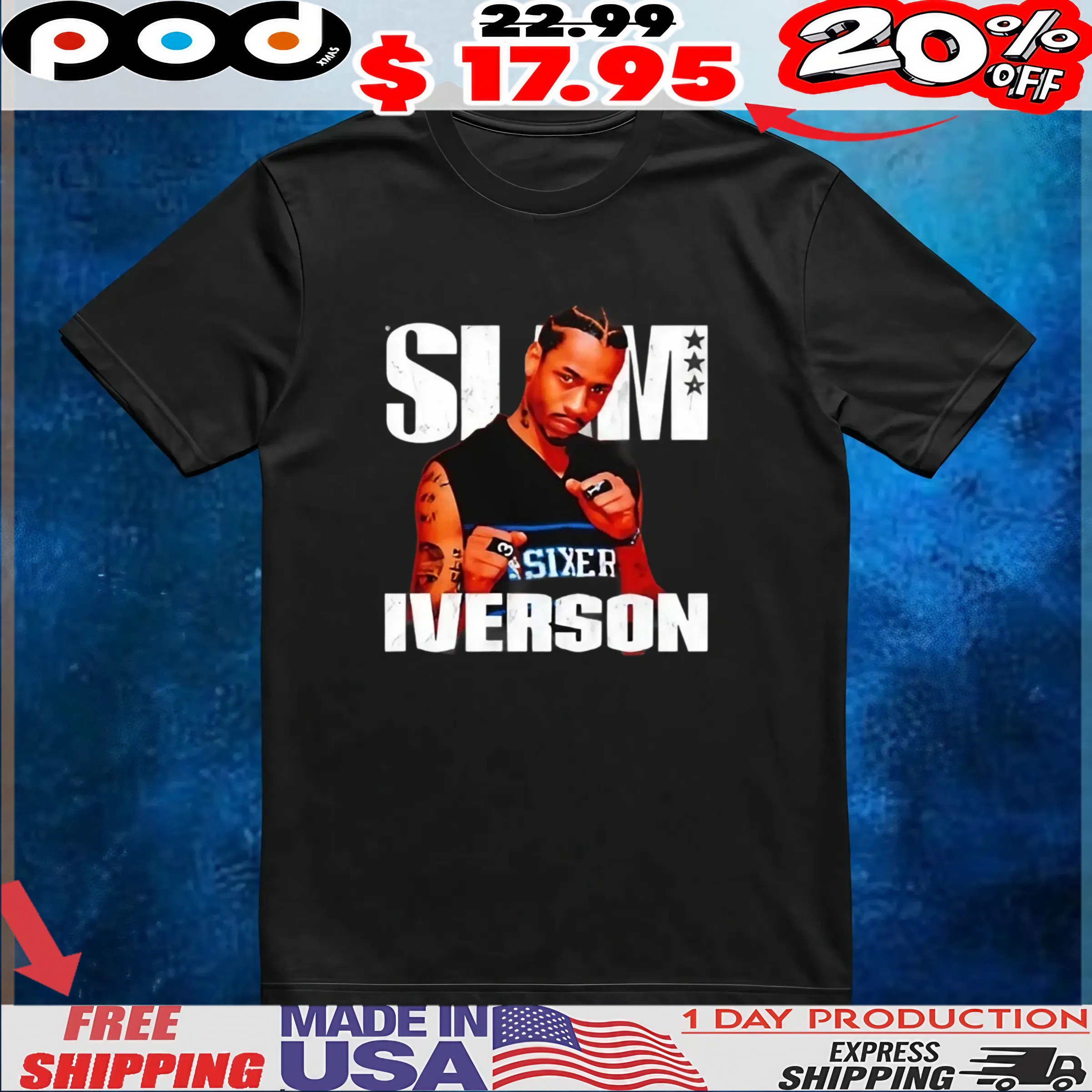 Slam Philadelphia 76ers Allen Iverson Vintage T Shirt 1 Slam Philadelphia 76ers Allen Iverson Vintage T Shirt