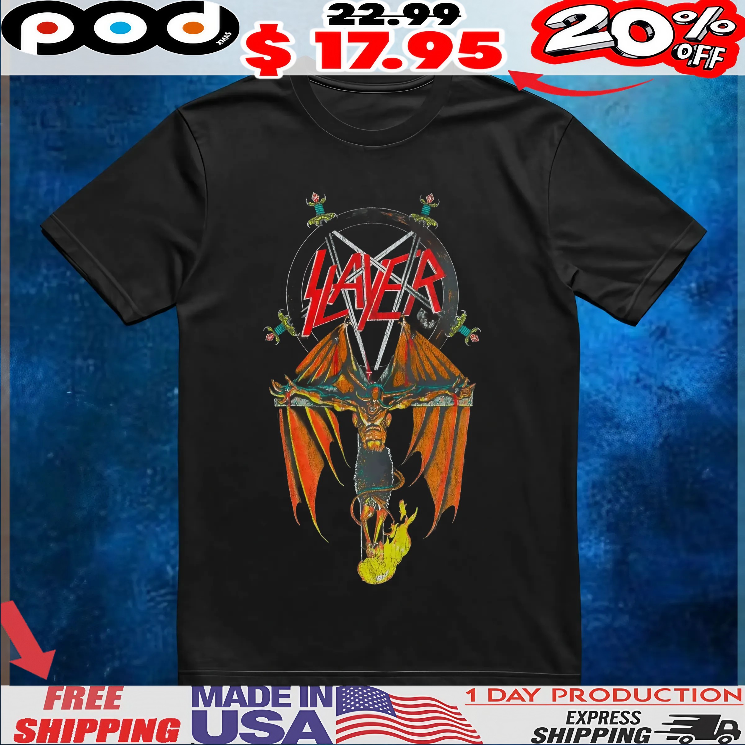 Slayer Crucified Demon T Shirt 6 Slayer Crucified Demon T Shirt