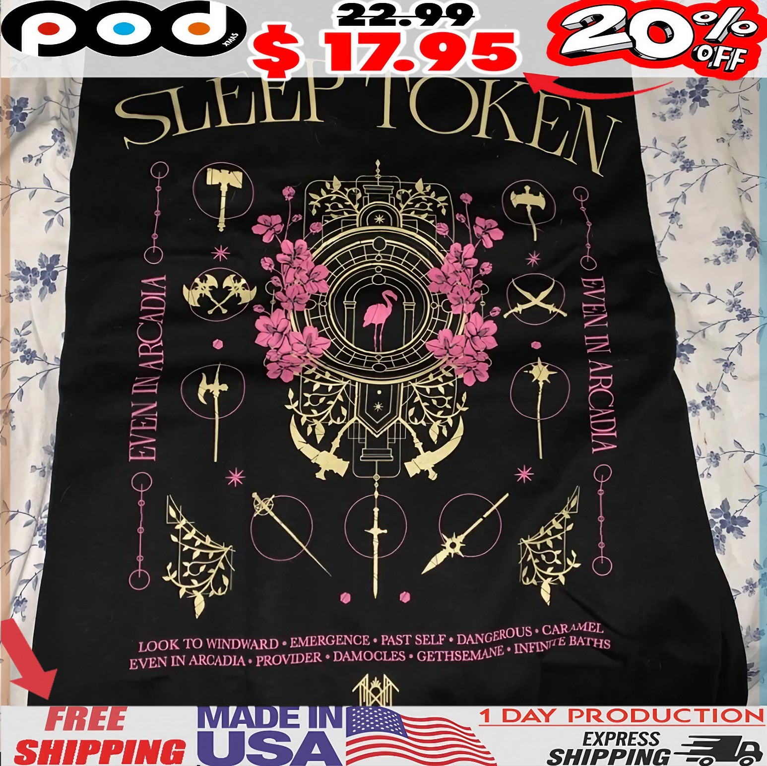 Sleep Token Even In Arcadia Look To Windward Emergence Past Self Dangerous Caramel Even In Arcadia Provider Damocles Gethsemane Infinite Baths T Shirt