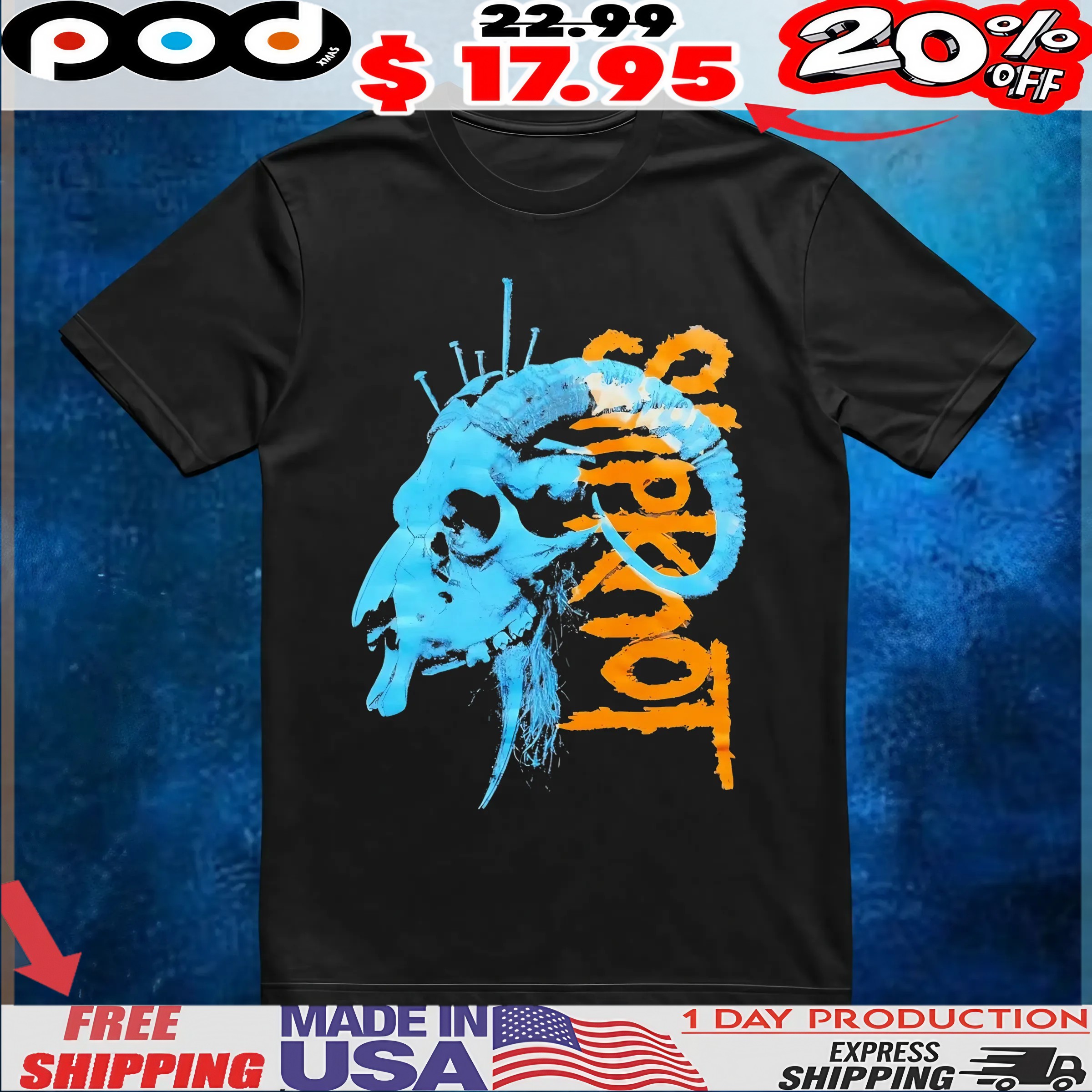 Slipknot Ram Skull Nails T Shirt