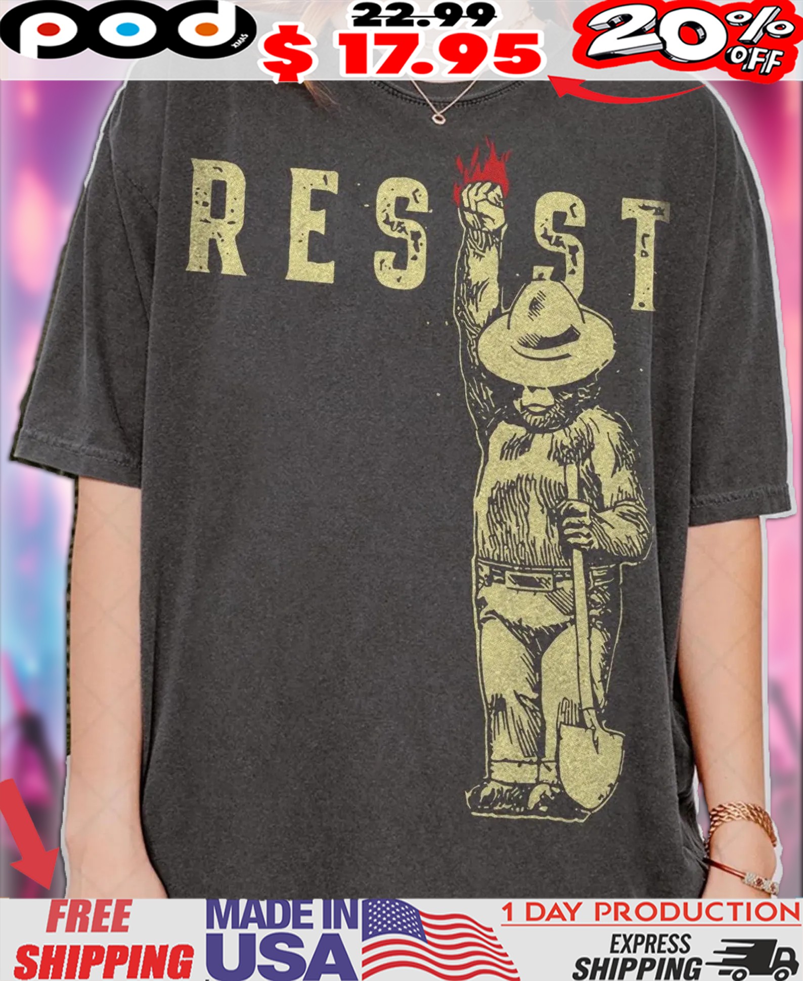 Smokey the Bear Resist I Stand With The NPS Fan Shirt 1 Smokey the Bear Resist I Stand With The NPS Bootleg Fan Shirt