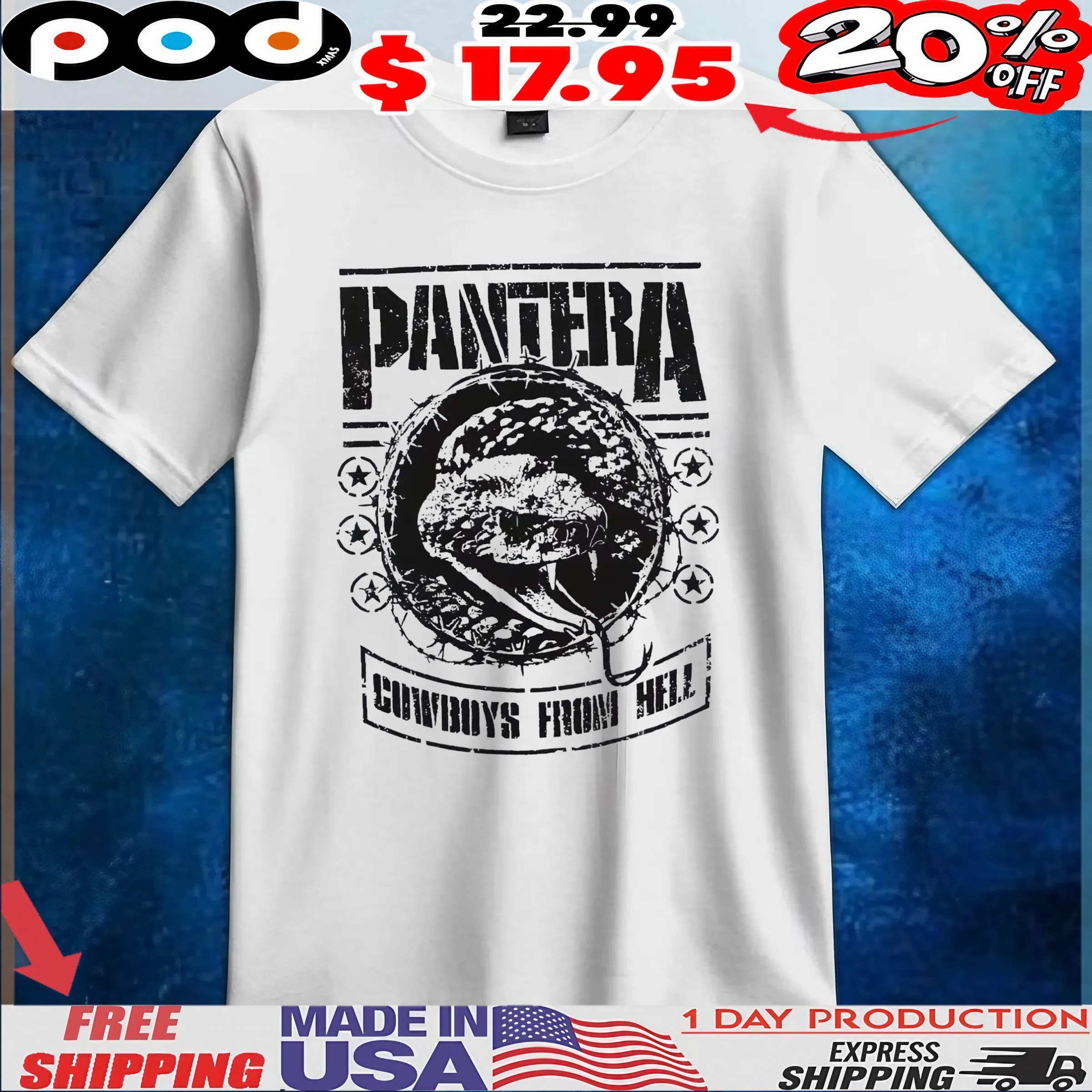 Snake Pantera Cowboys From Hell Vintage T Shirt