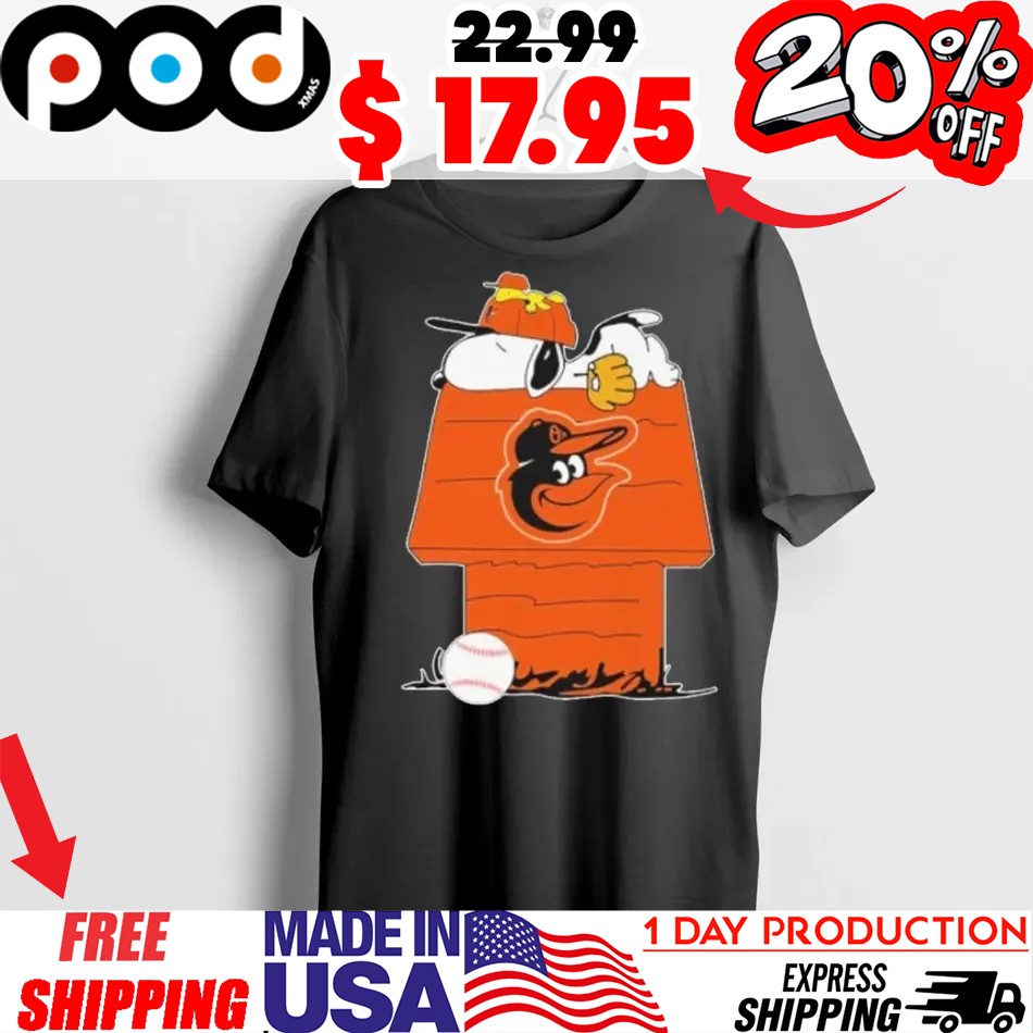 Snoopy And Woodstock Sleeping Dog House Baltimore Orioles Shirt 1 Snoopy And Woodstock Sleeping Dog House Baltimore Orioles Shirt