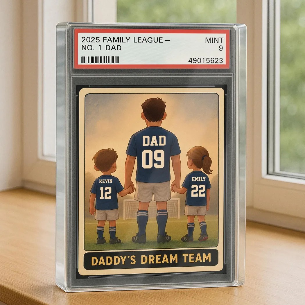 Soccer No 1 Dad Grandpa Man And Kids Personalized Fathers Day Gift Trading Card Style Acrylic Block Plaque 1 Soccer No 1 Dad Grandpa Man And Kids Trading Card Style Personalized Fathers Day Gift Acrylic Block Plaque