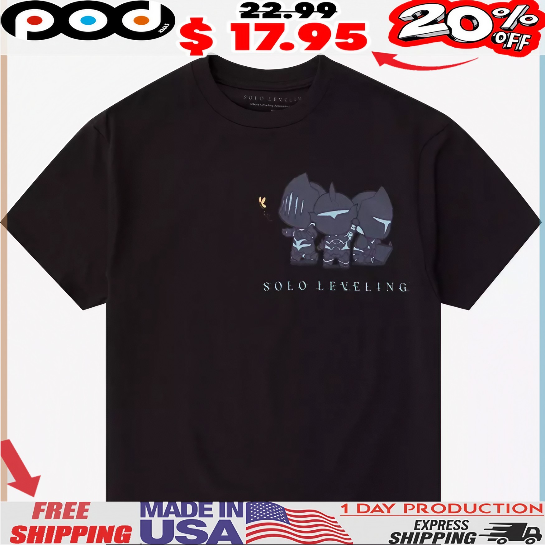 Solo Leveling Shadow Army Collage Double-Sided T Shirt