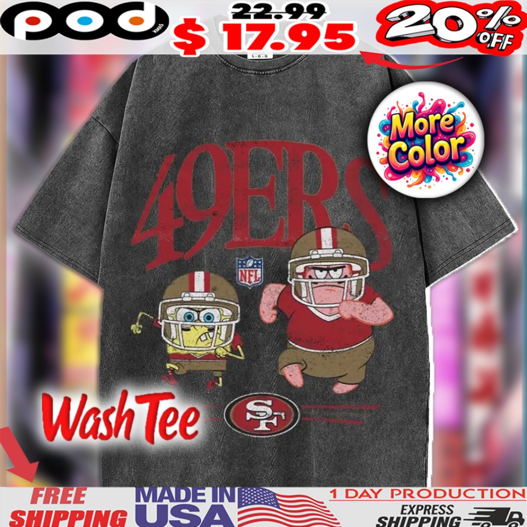 SpongeBob SquarePants San Francisco 49ers football NFL logo vintage design shirt 1 SpongeBob SquarePants San Francisco 49ers football NFL logo vintage design shirt