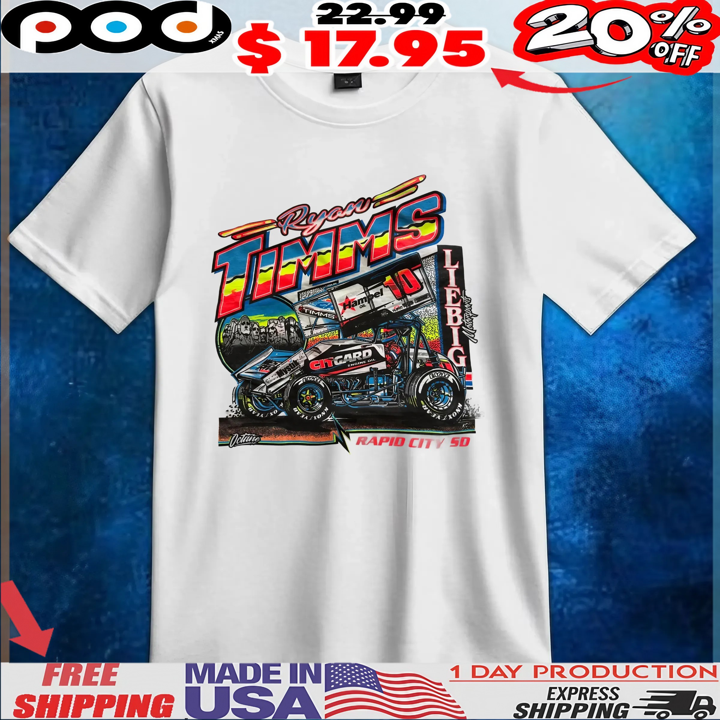 Sprint Car Ryan Timms Rapid City Sd T Shirt 1 Sprint Car Ryan Timms Rapid City Sd T Shirt