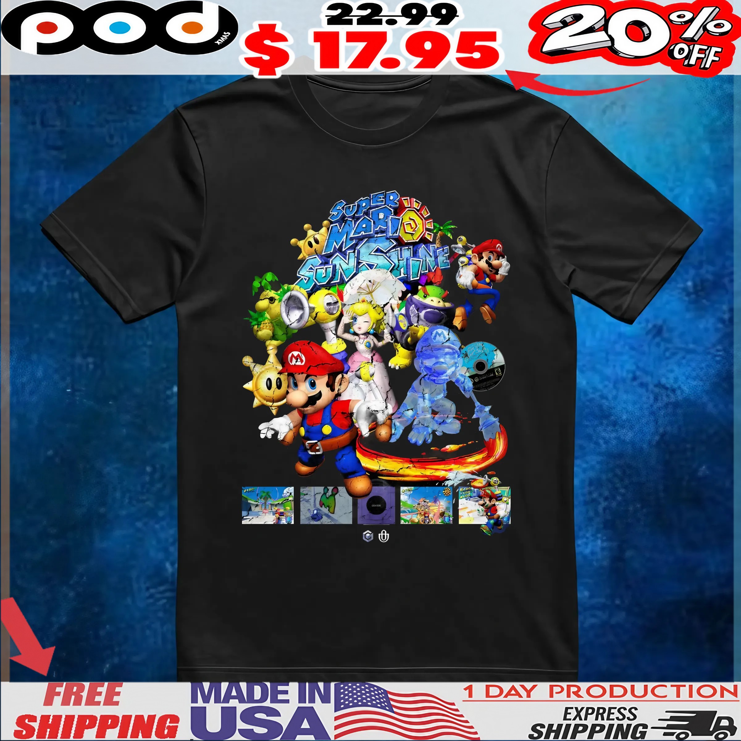 Super Mario Sunshine Super Mario 3D All-Stars T Shirt 1 Super Mario Sunshine Super Mario 3D All-Stars T Shirt