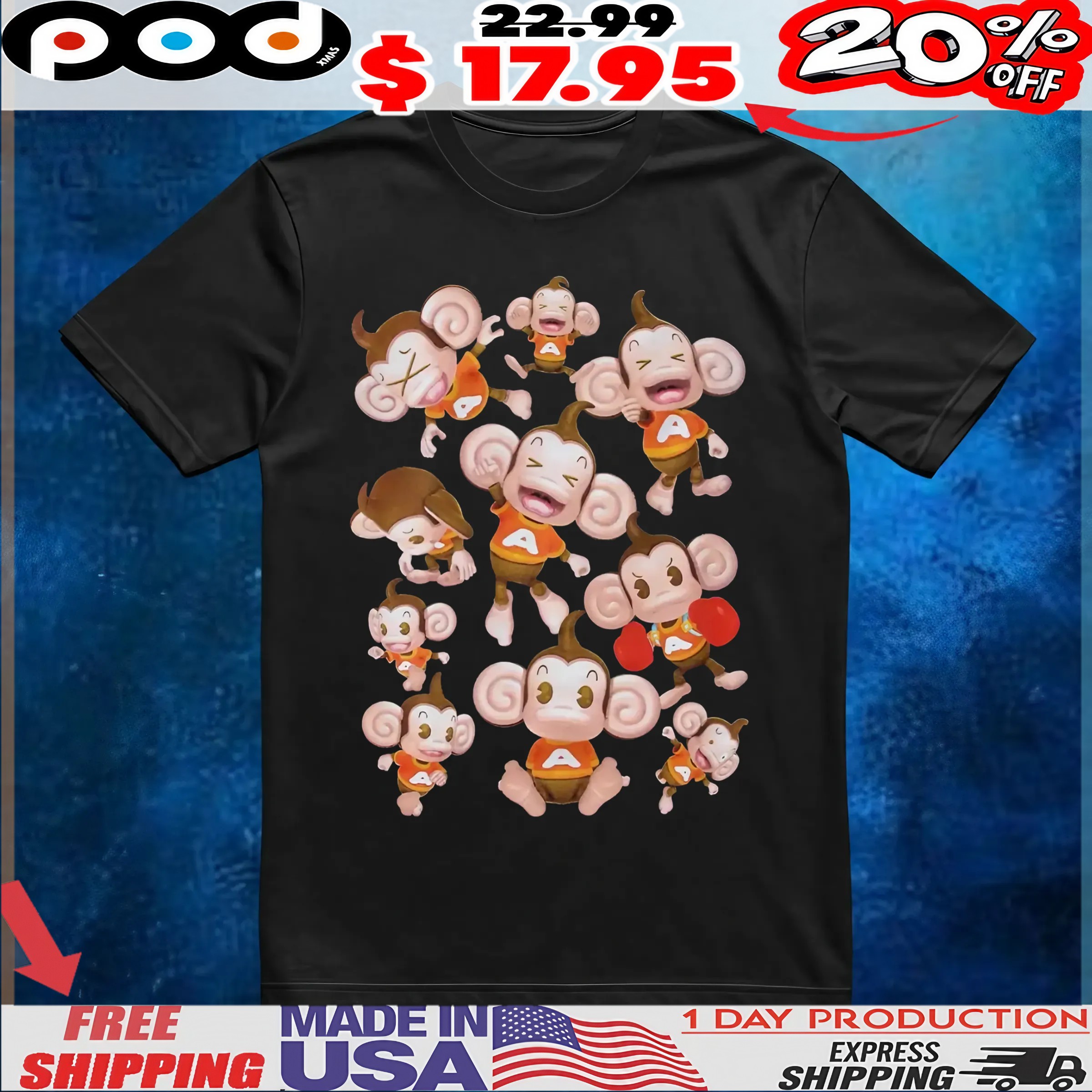 Super Monkey Ball Aiai Funny Emotion Collage T Shirt 6 Super Monkey Ball Aiai Funny Emotion Collage T Shirt