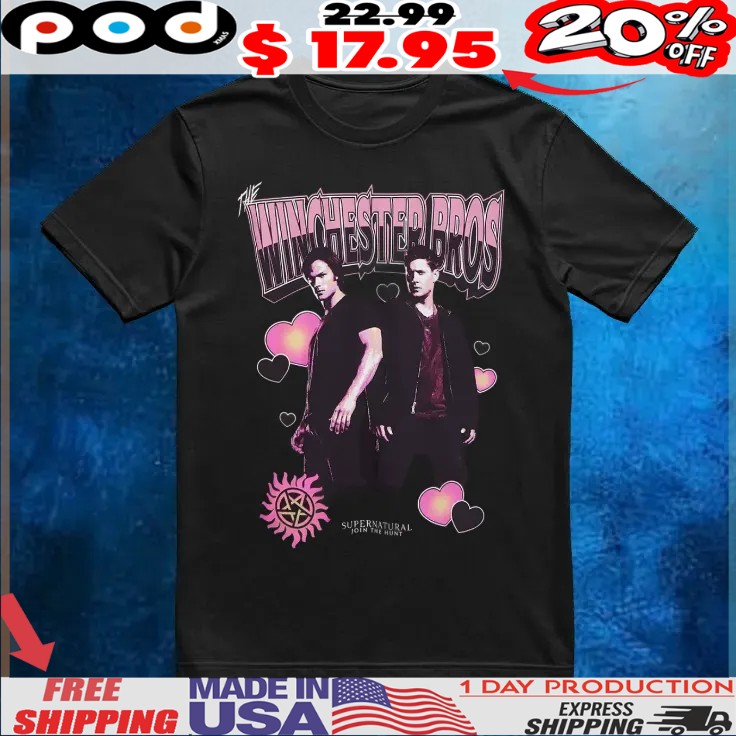 Supernatural Winchester Bros Portrait Hearts T Shirt 1 Supernatural Winchester Bros Portrait Hearts T Shirt