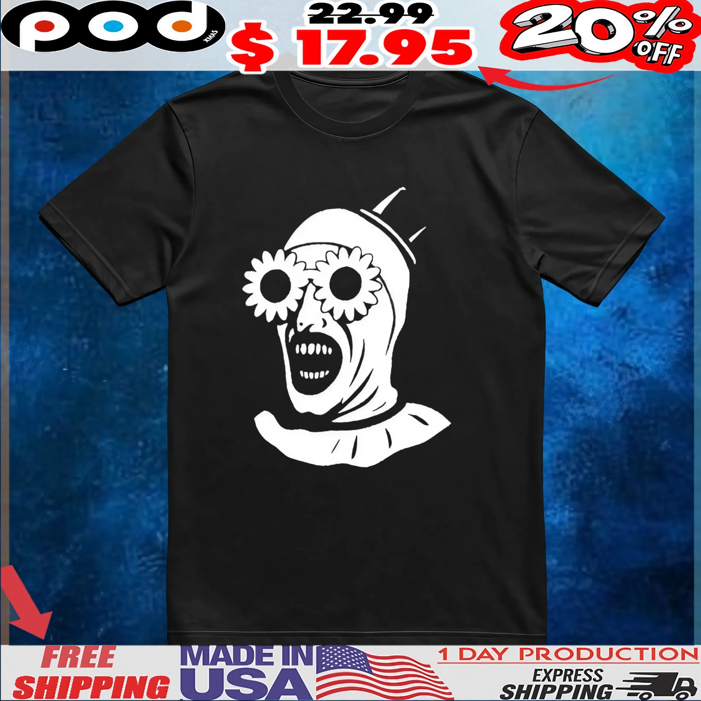 Terrifier Horror Flower T Shirt