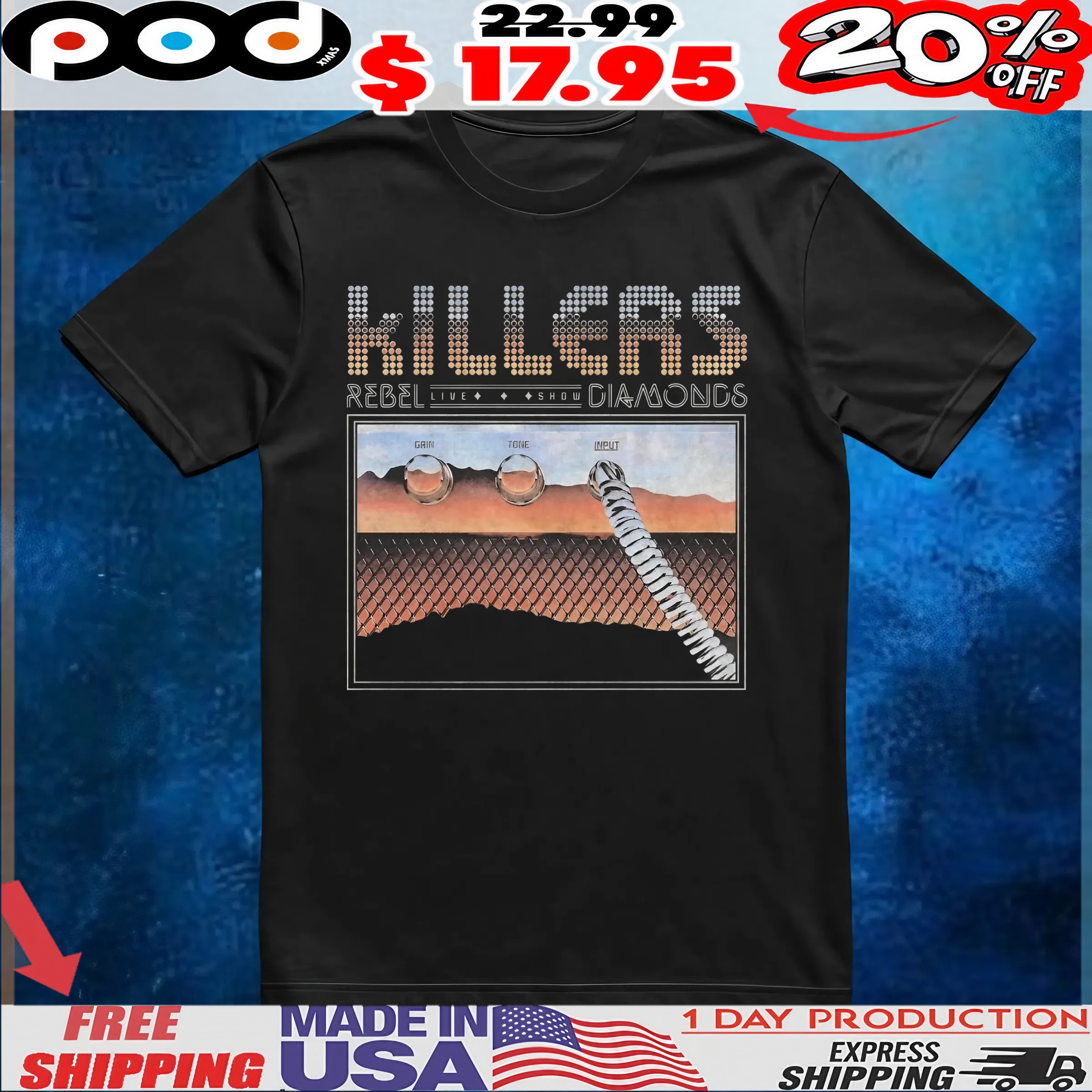 The Killers Rebel Live Show Diamonds Grin Tone Input T Shirt