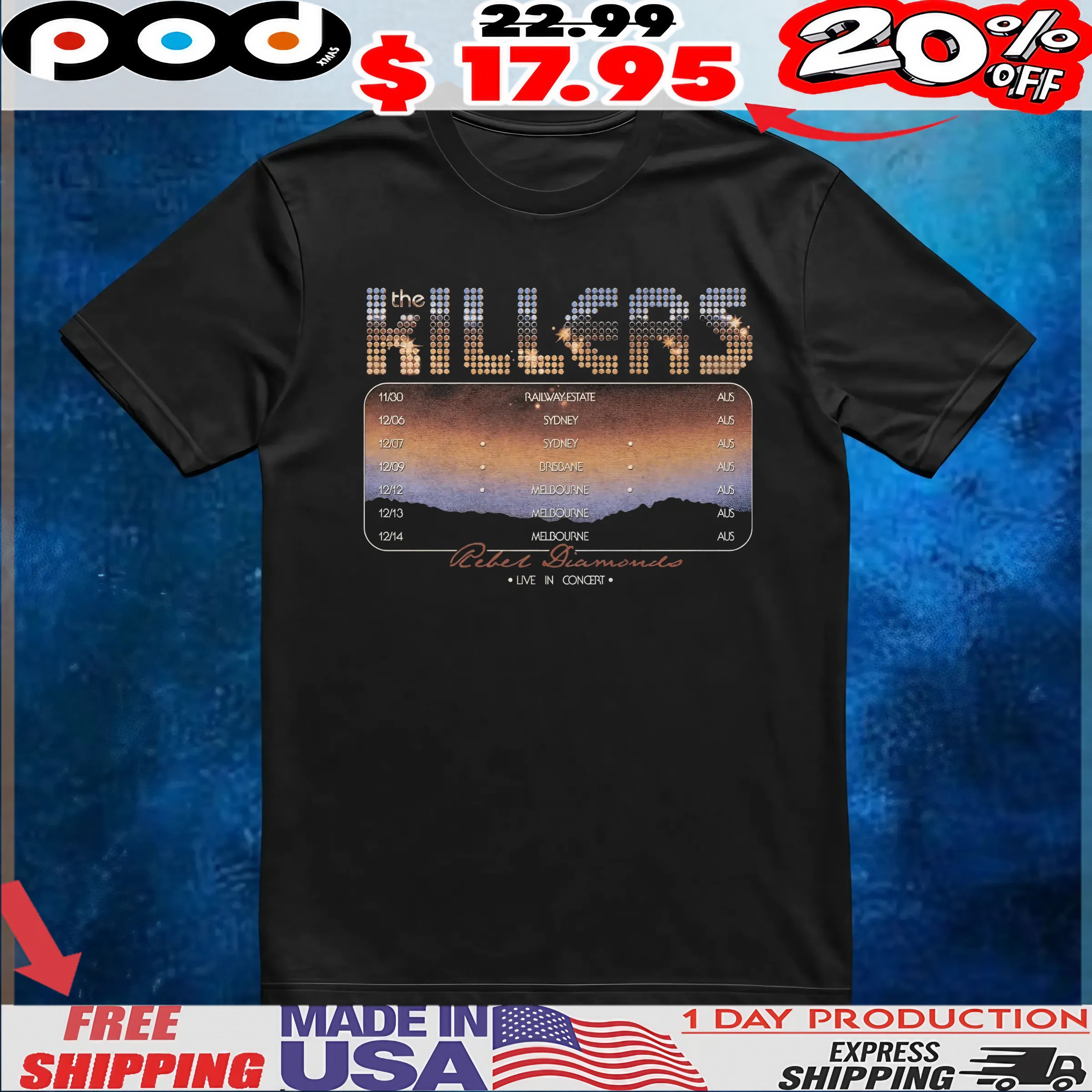 The Killers rebel diamonds live in concert t shirt 1 The Killers rebel diamonds live in concert t shirt