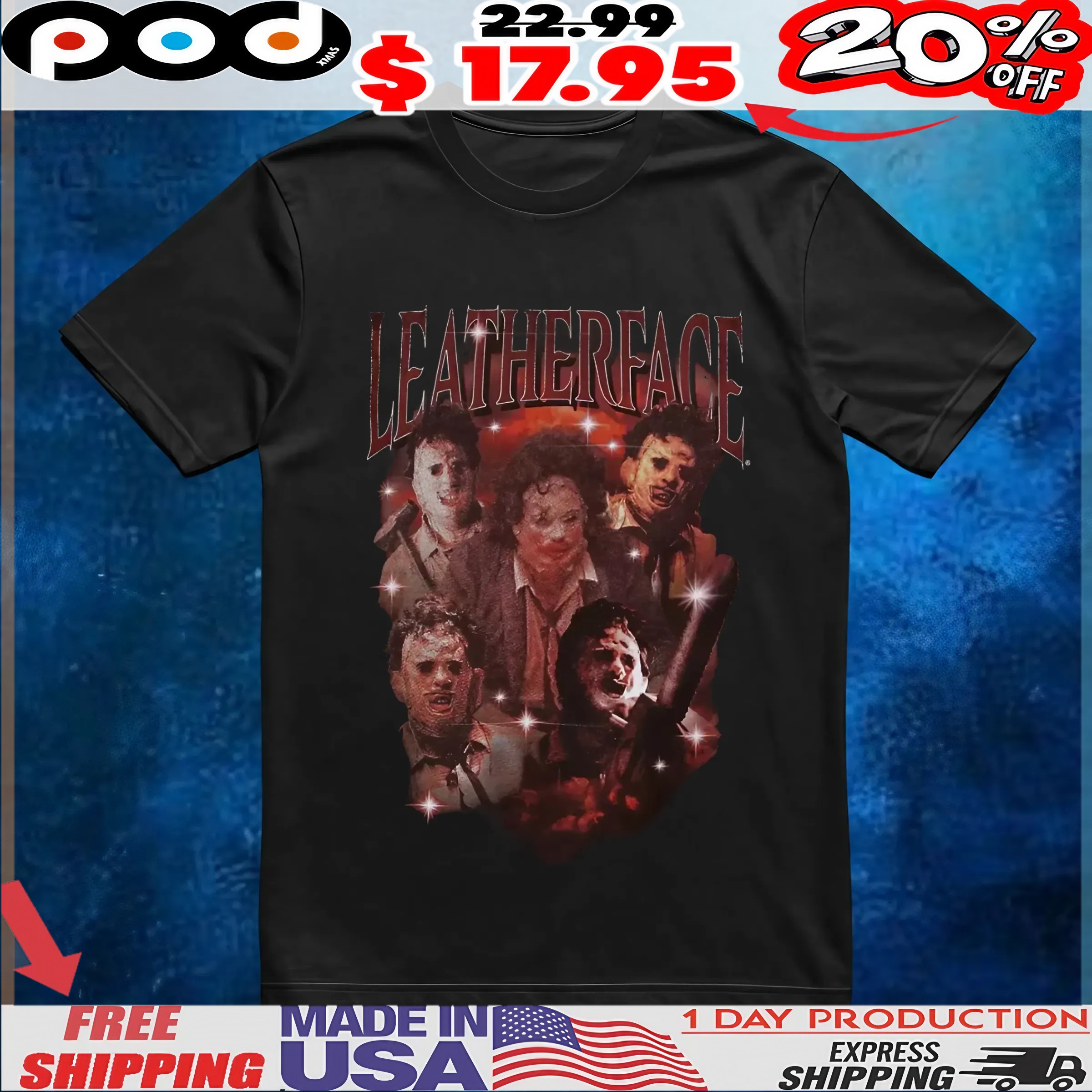 The Texas Chainsaw Massacre Leatherface vintage bootleg style T Shirt 1 The Texas Chainsaw Massacre Leatherface vintage bootleg style T Shirt