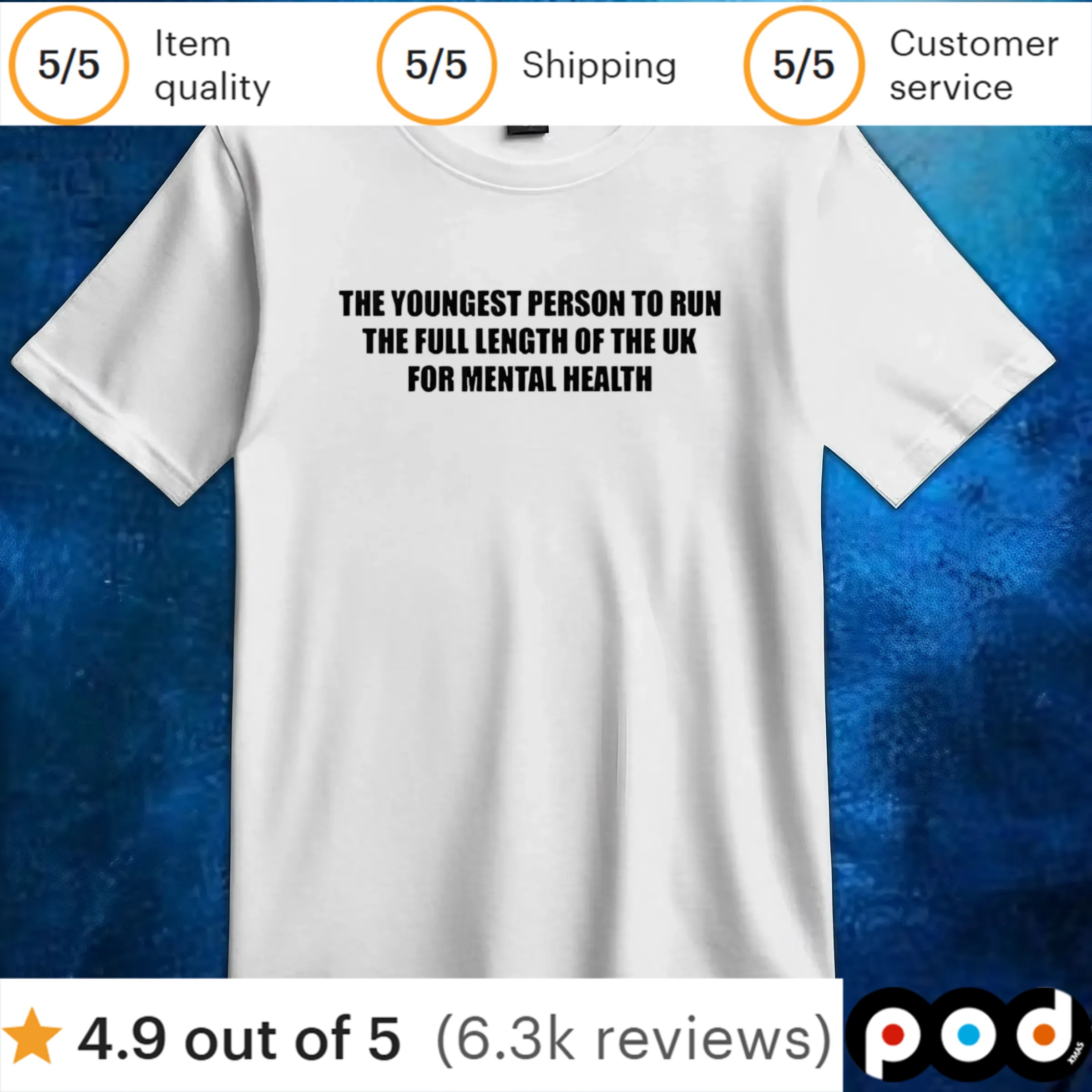 The youngest person to run the full length of the UK for mental health t shirt 6 The youngest person to run the full length of the UK for mental health t shirt