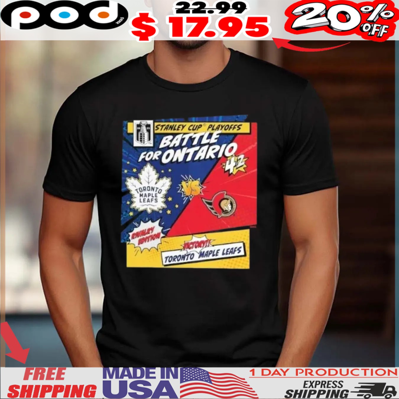 Toronto Maple Leafs vs Ottawa Senators 2025 Stanley Cup Playoffs Battle For Ontario Rivalry Comic Pop Shirt 1 Toronto Maple Leafs vs Ottawa Senators 2025 Stanley Cup Playoffs Battle For Ontario Rivalry Comic Pop Shirt