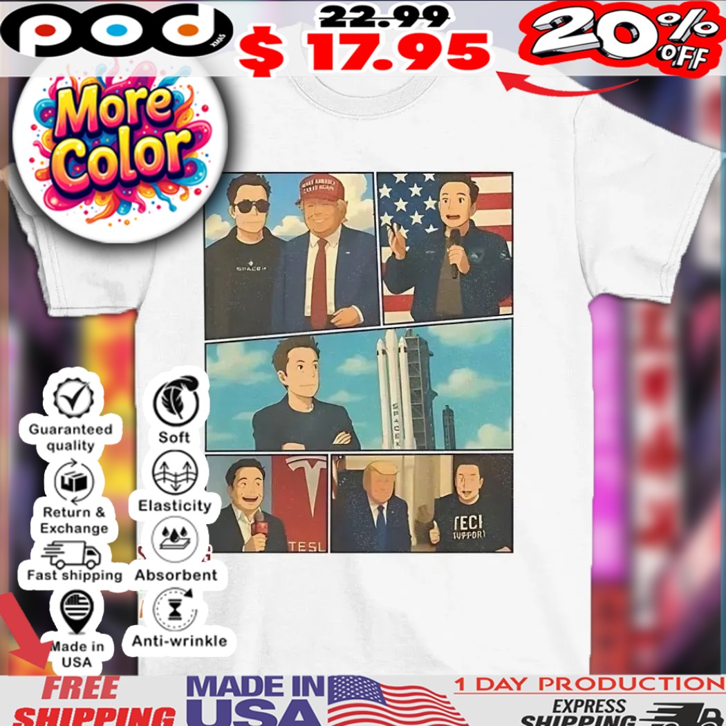 Trump and Elon Musk SpaceX visionary and political encounters vintage cartoon shirt 1 Trump and Elon Musk SpaceX visionary and political encounters vintage cartoon shirt