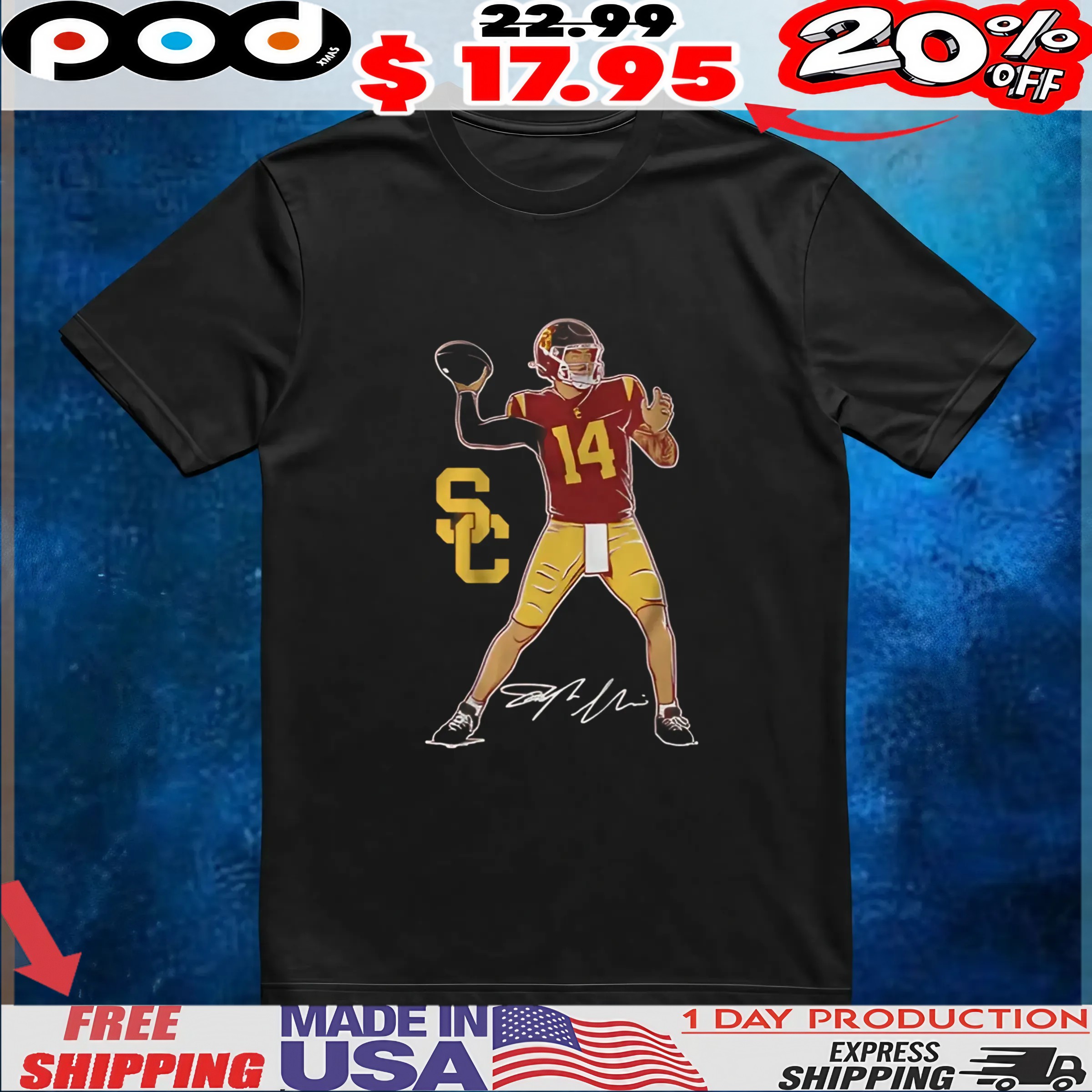 USC Football Jayden Maiava Superstar Pose Signature T Shirt 6 USC Football Jayden Maiava Superstar Pose Signature T Shirt
