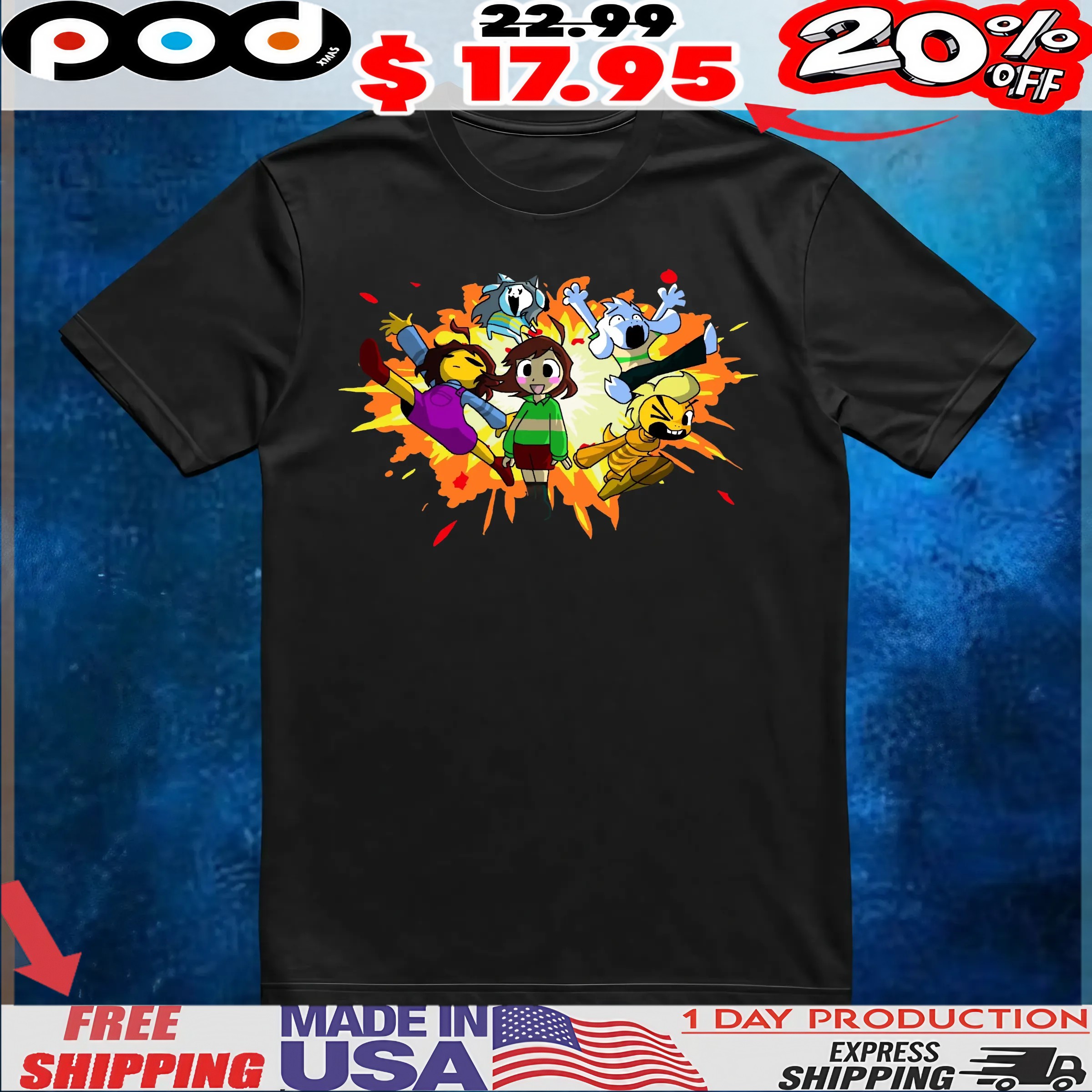 Undertale Team Bomb Character Game T Shirt