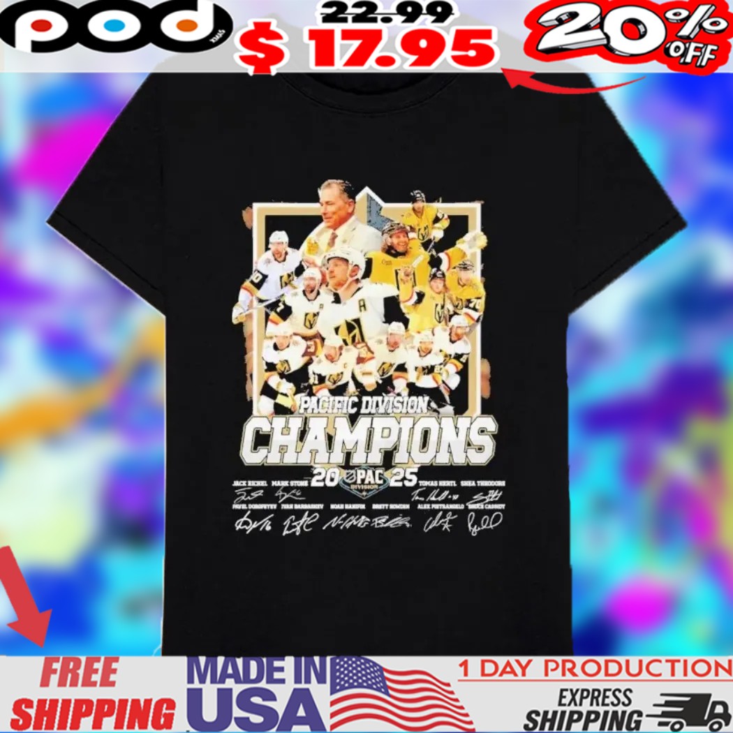 Vegas Golden Knights Pacific Division Champions 2025 Signature Collection Shirt 1 Vegas Golden Knights Pacific Division Champions 2025 Signature Collection Shirt