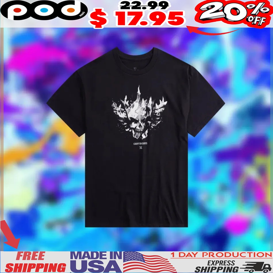 WWE Cody Rhodes Skull Flame Logo Horror Shirt