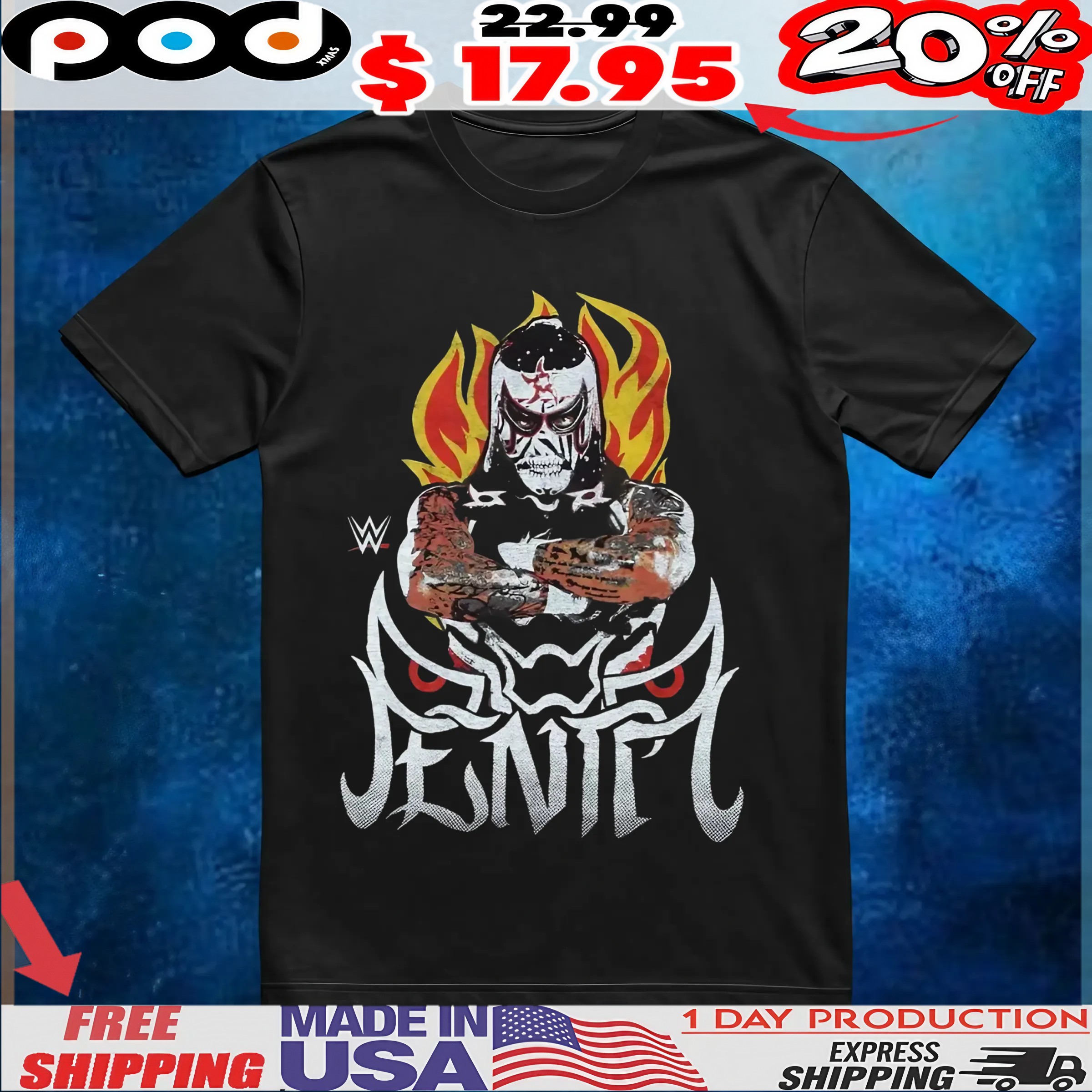 WWE Pénta Flames T Shirt 6 WWE Pénta Flames T Shirt