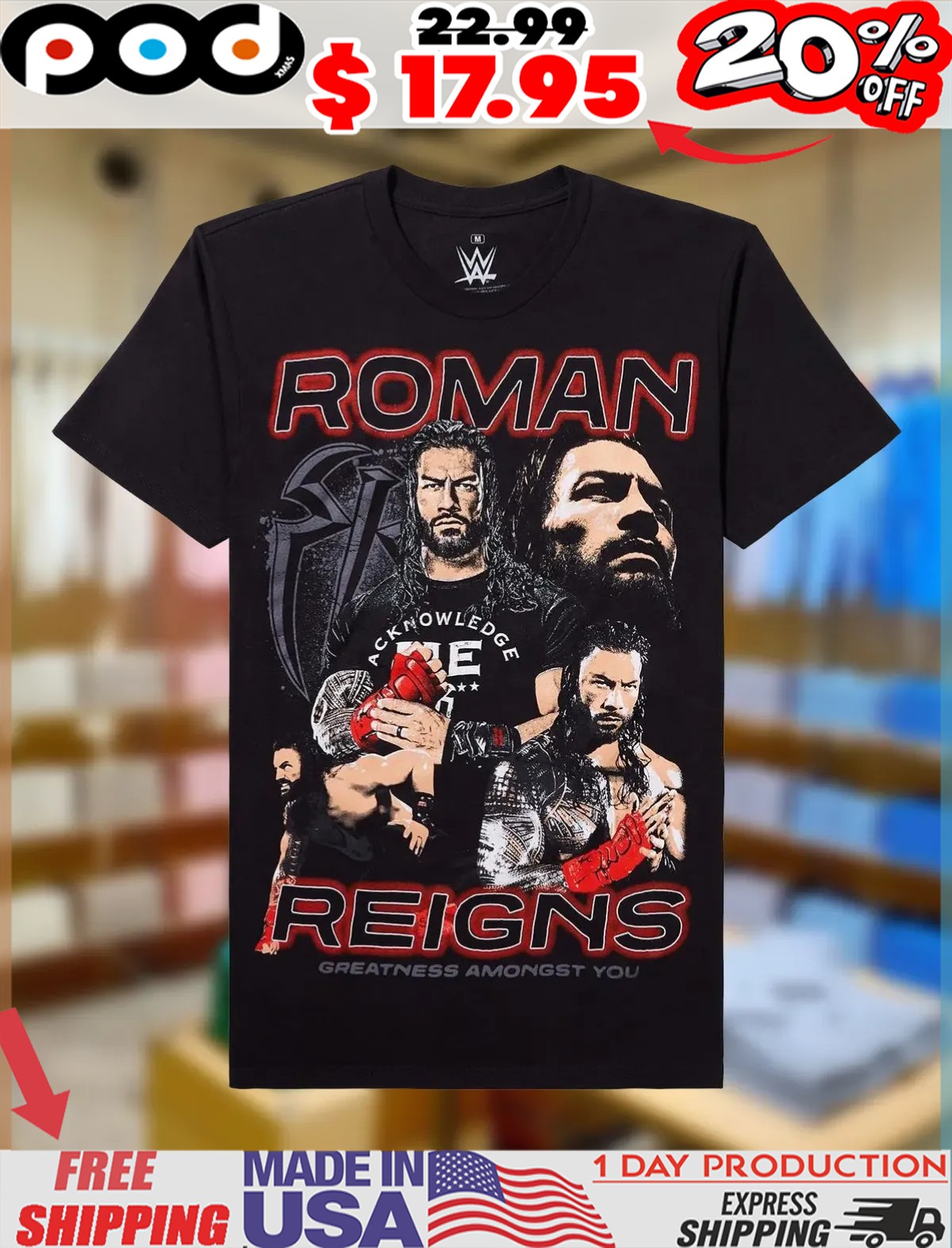 WWE Roman Reigns Greatness Amongst You Vintage Shirt