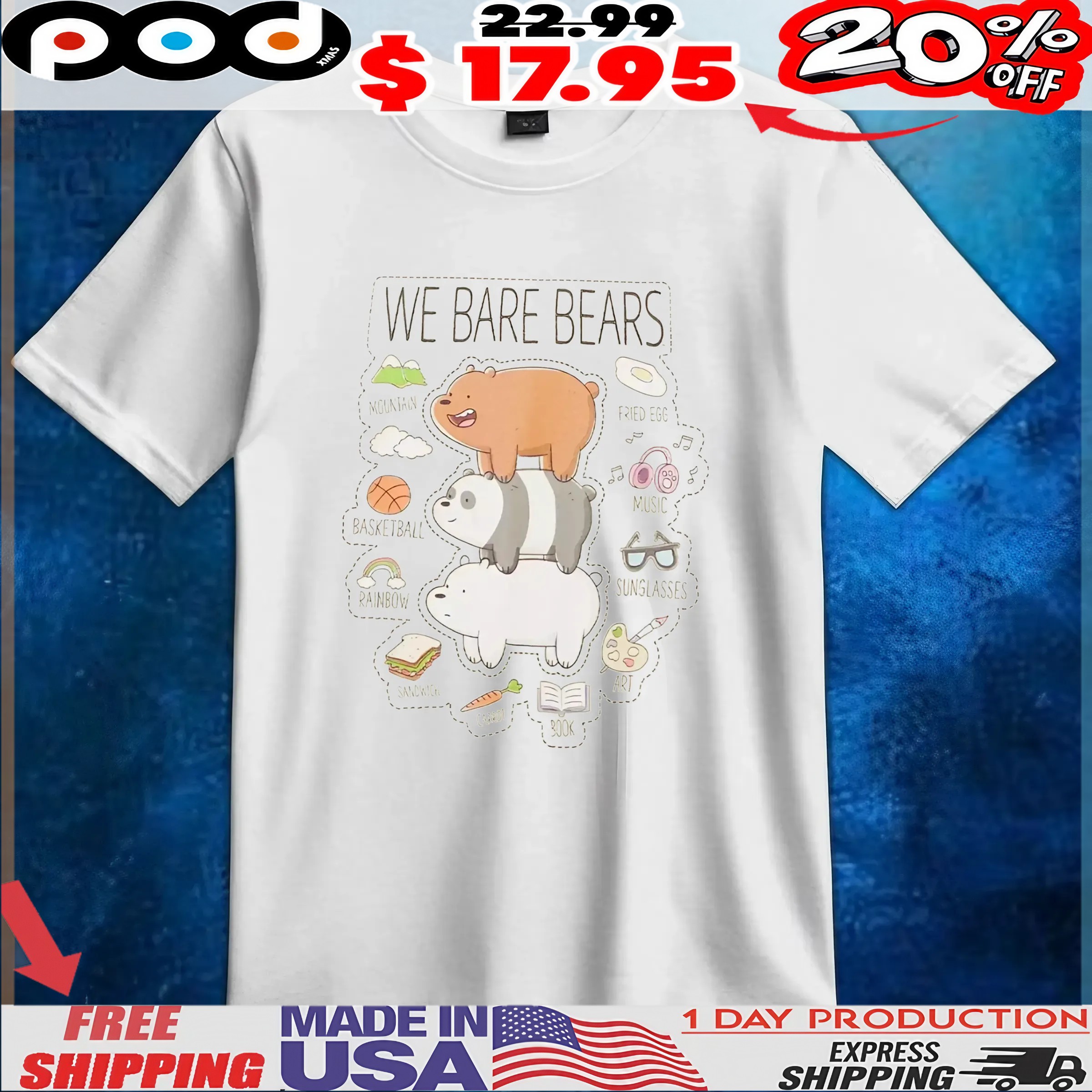 We Bare Bears Stack Icons T Shirt