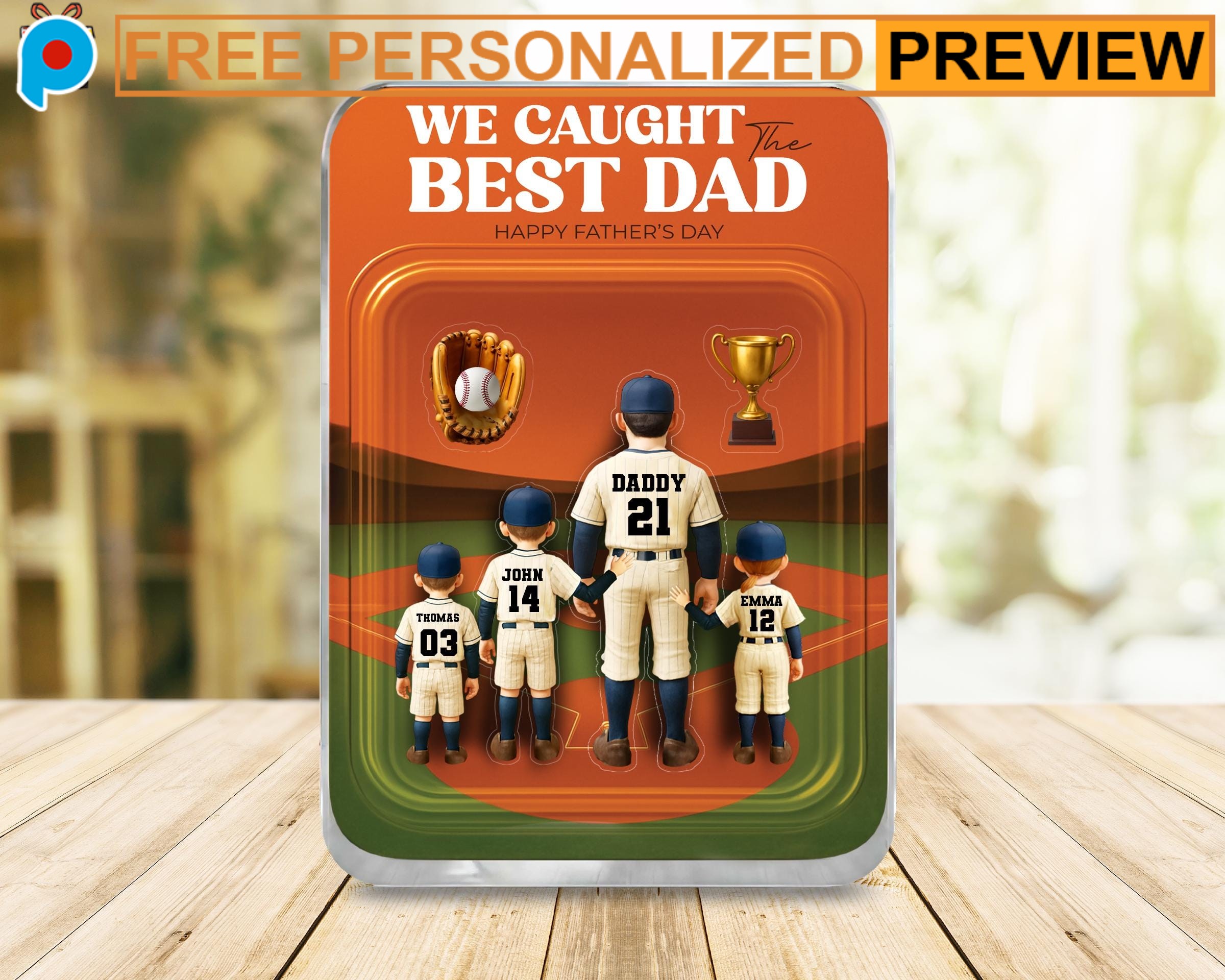 We Caught The Best Dad Baseball Father’s Day Personalized Name Father's Day Baseball Acrylic Block Plaque 1 We Caught The Best Dad Baseball Father’s Day Personalized Name Father's Day Baseball Acrylic Block Plaque