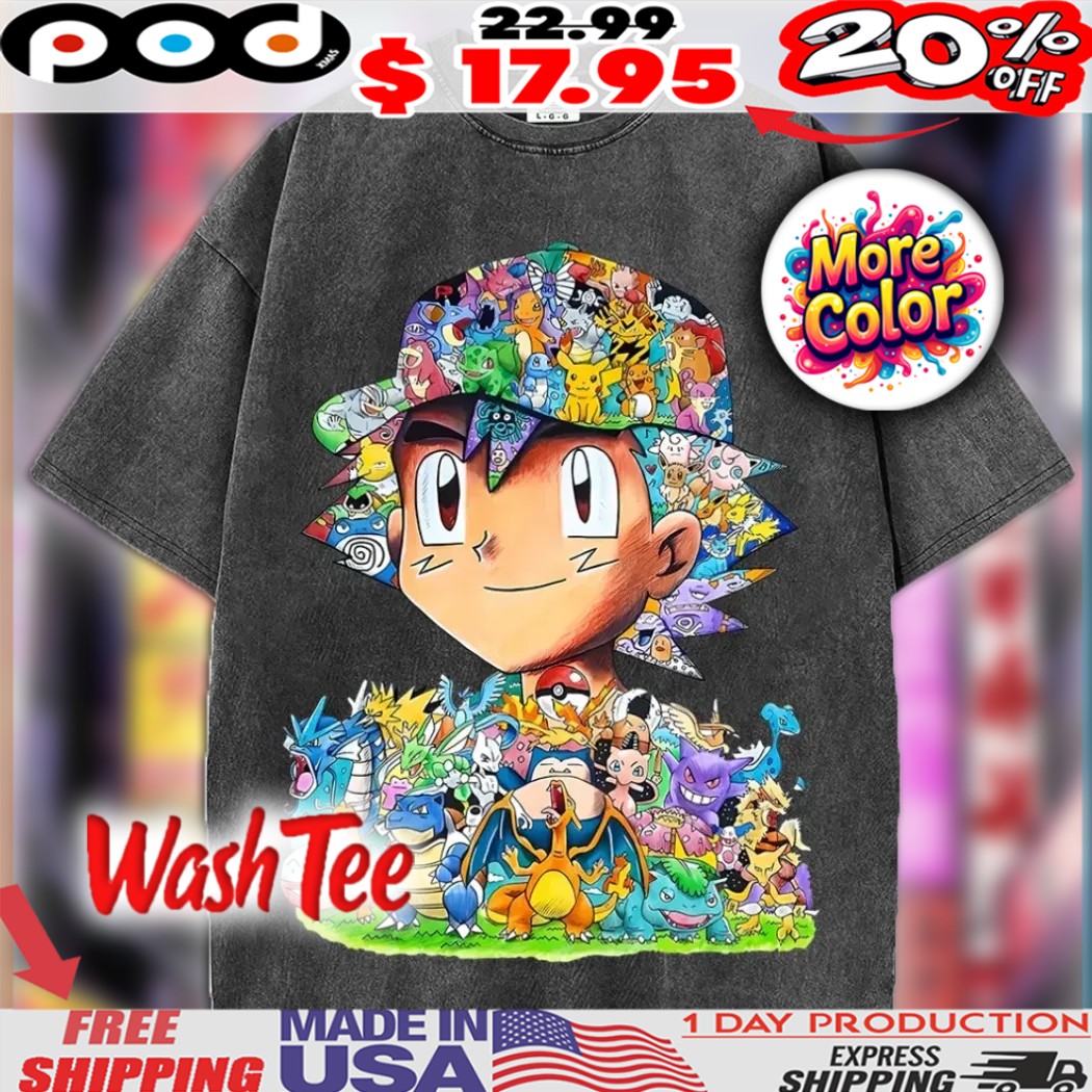 Who is an Ash Ketchum fan Vintage Pokémon Trainer Ash Ketchum Collage 90s Anime Tee for Fans Shirt 1 Who is an Ash Ketchum fan Vintage Pokémon Trainer Ash Ketchum Collage 90s Anime Tee for Fans Shirt