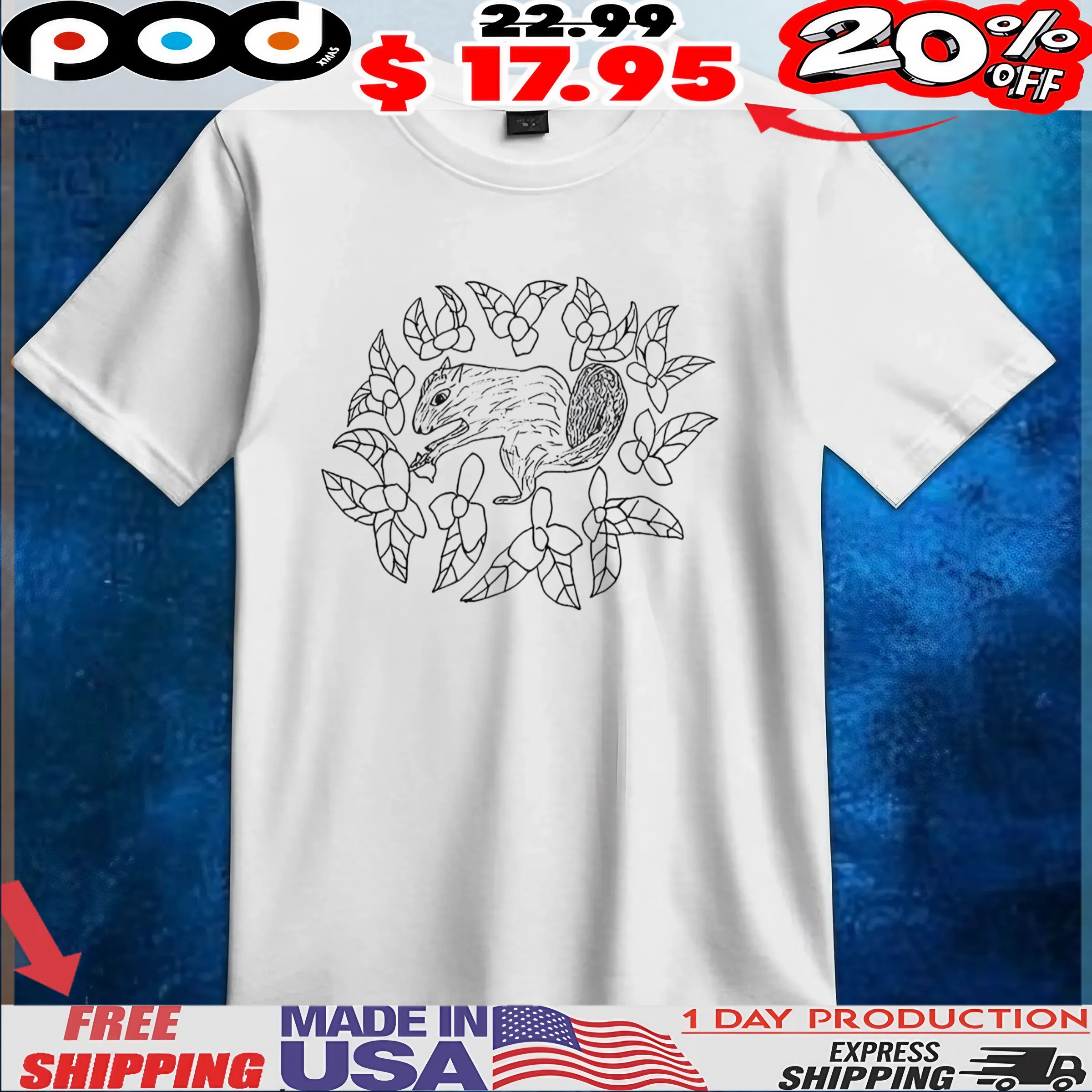 Wild squirrel summer t shirt