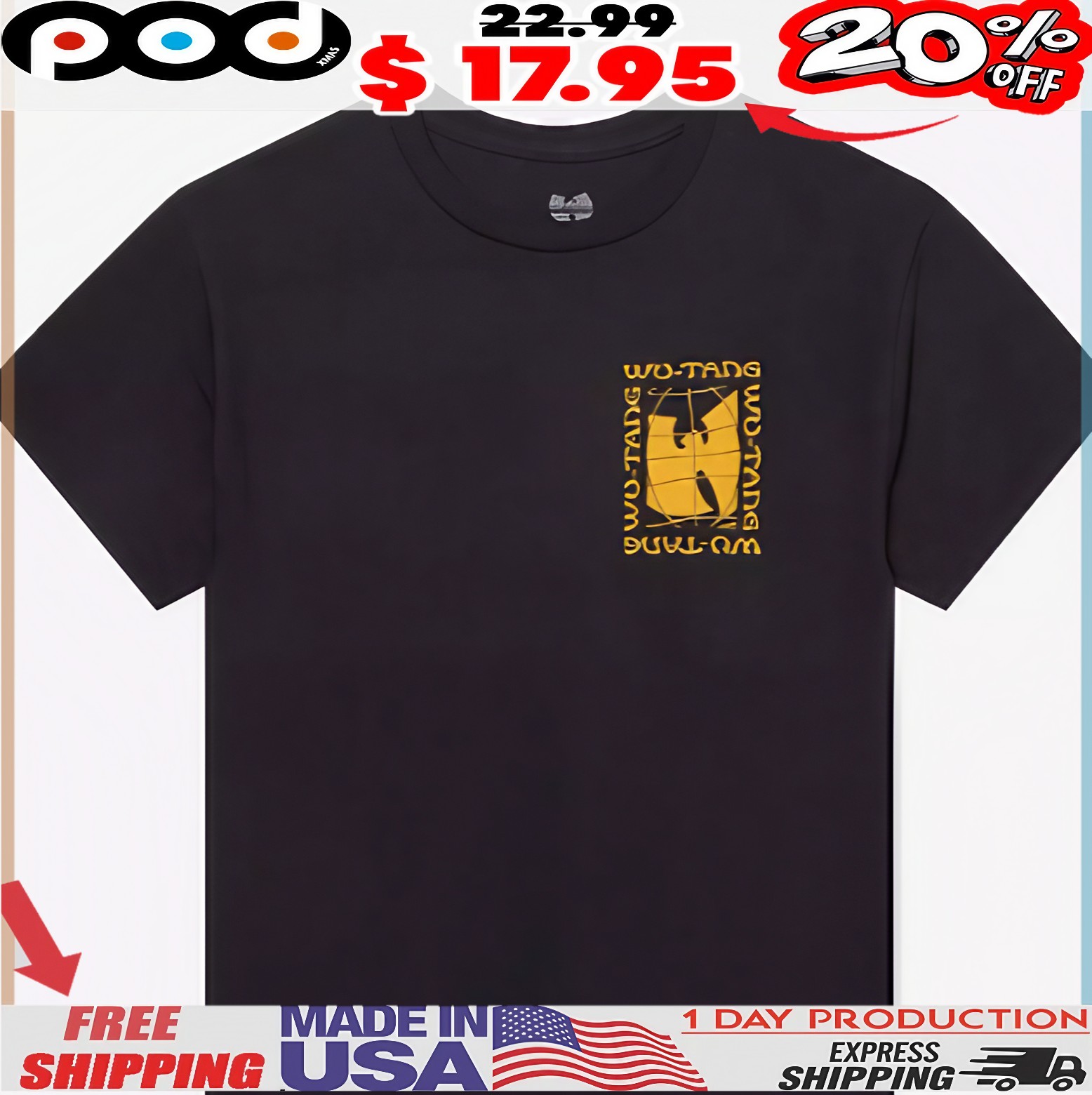 Wu-Tang Clan Globe Logo Two-Sided T Shirt