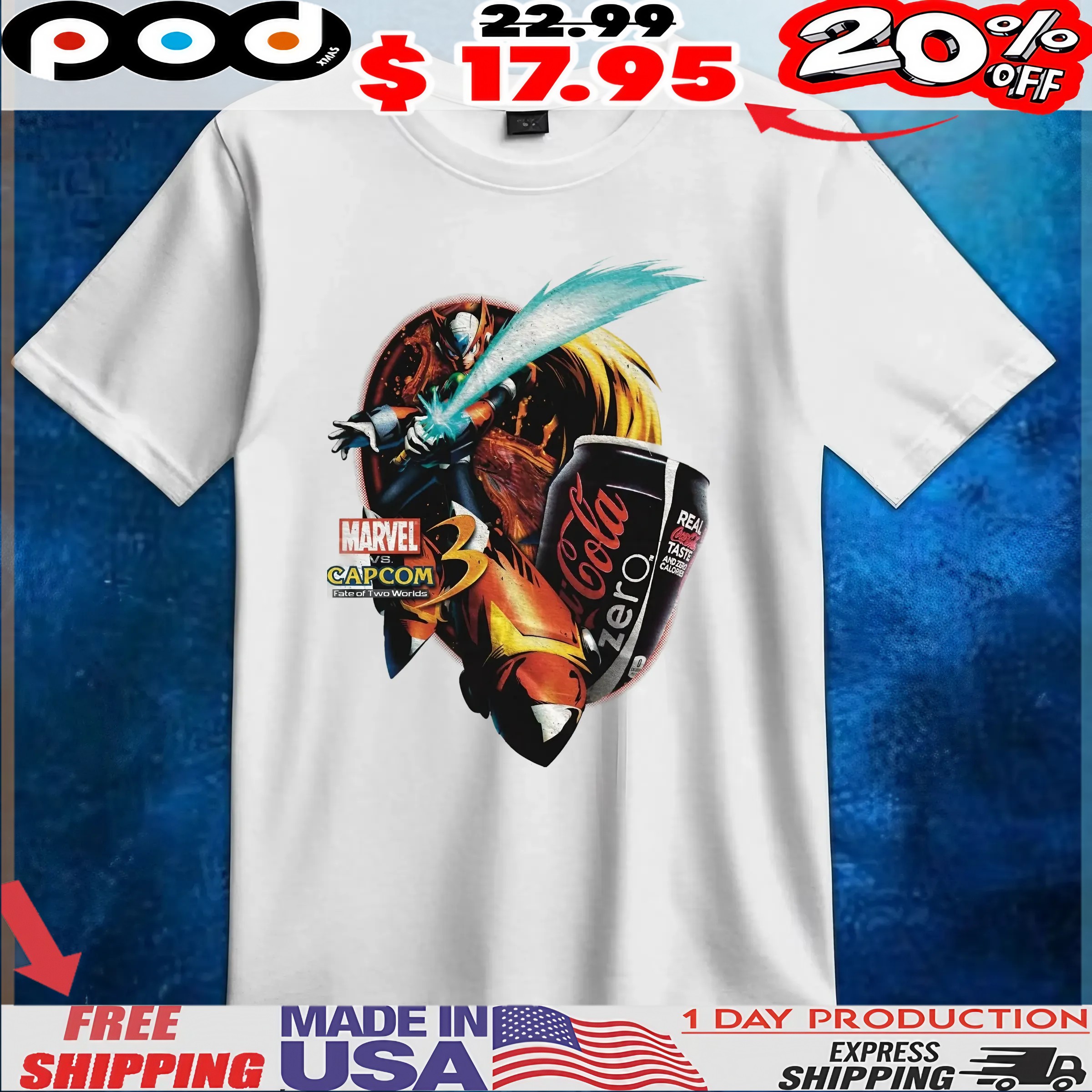 Zero Mega Man Coke Zero Marvel vs Capcom 3 T Shirt