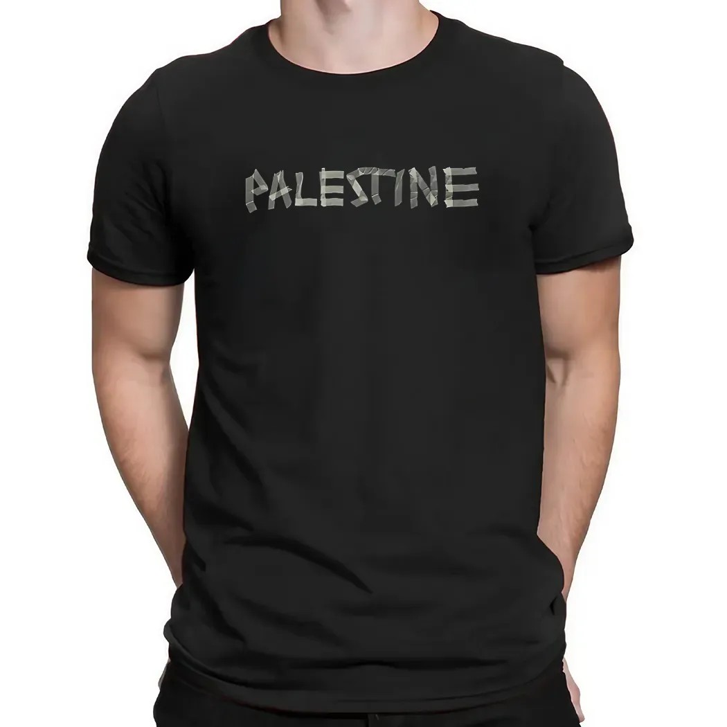 Cansin Kokturk wearing Palestine tape t shirt