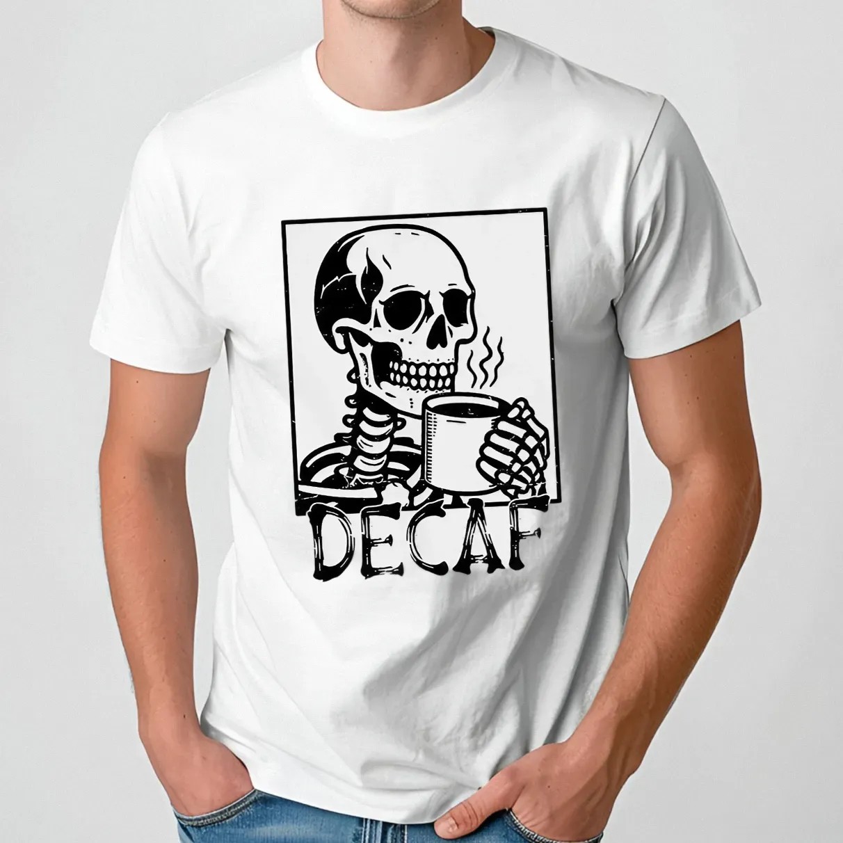 Decaf skeleton coffee t shirt
