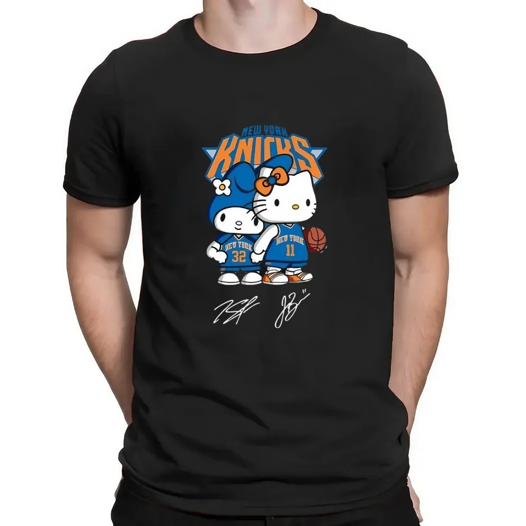 Hello Kitty Knicks Brunson and Towns Signature T Shirt