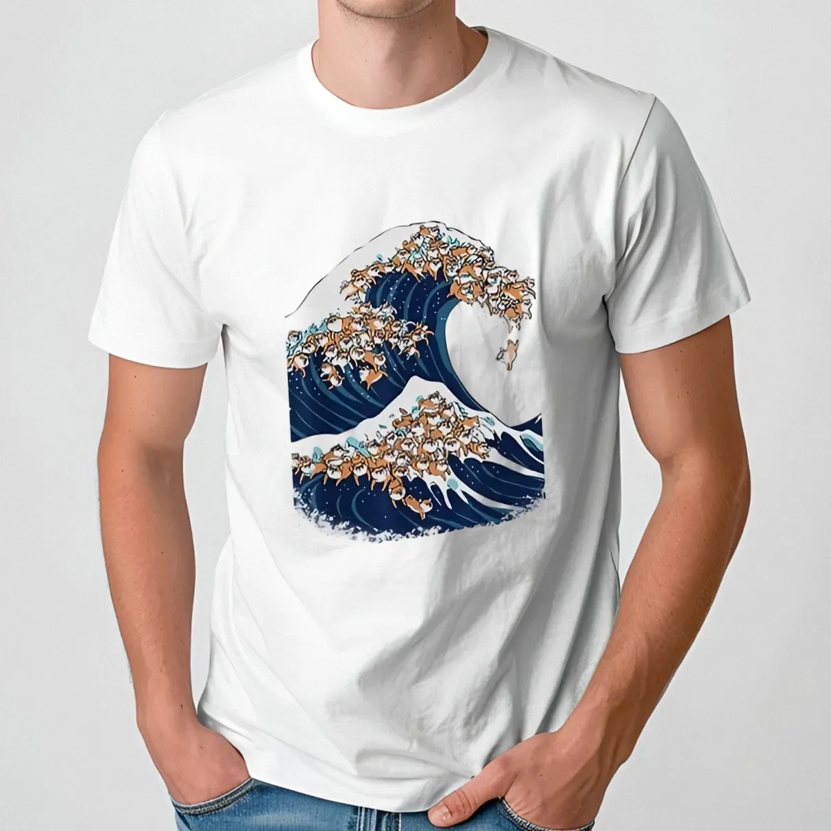 Shiba Inu Tsunami Wave t shirt