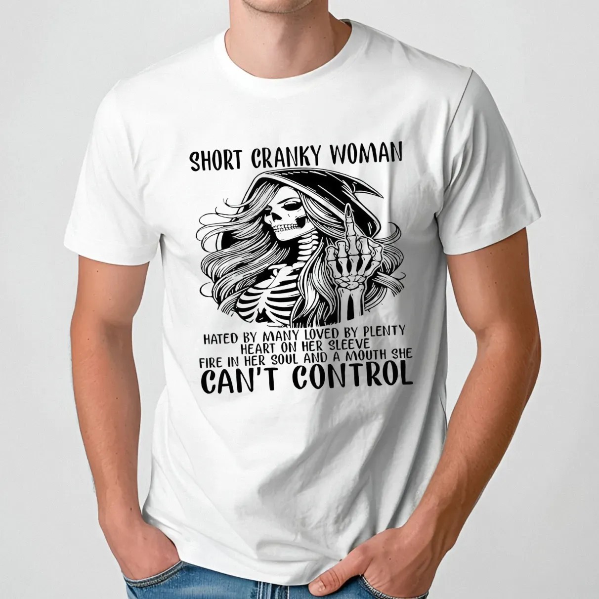 Skeleton short cranky woman can’t control t shirt