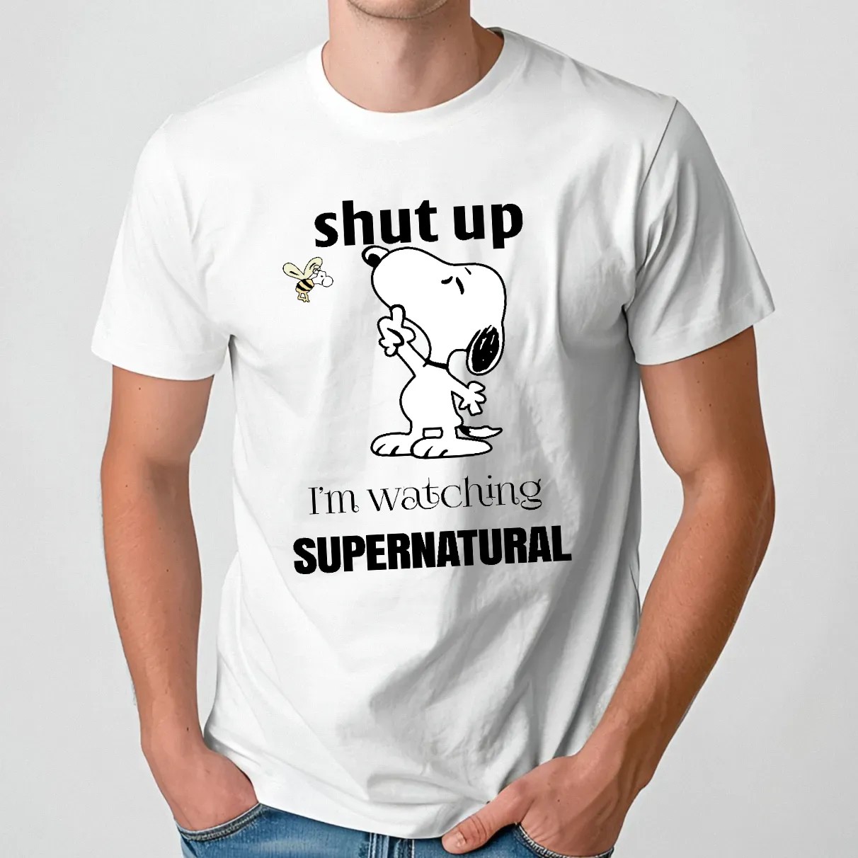 Snoopy Shut Up I Am Watching Supernatural T Shirt