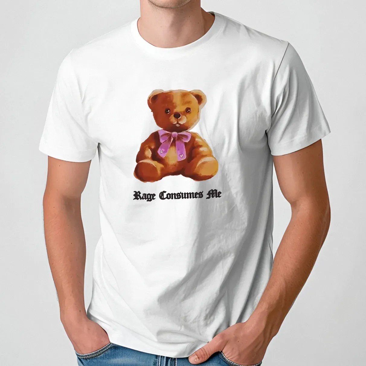 Teddy Bear Rage Puff Print T Shirt