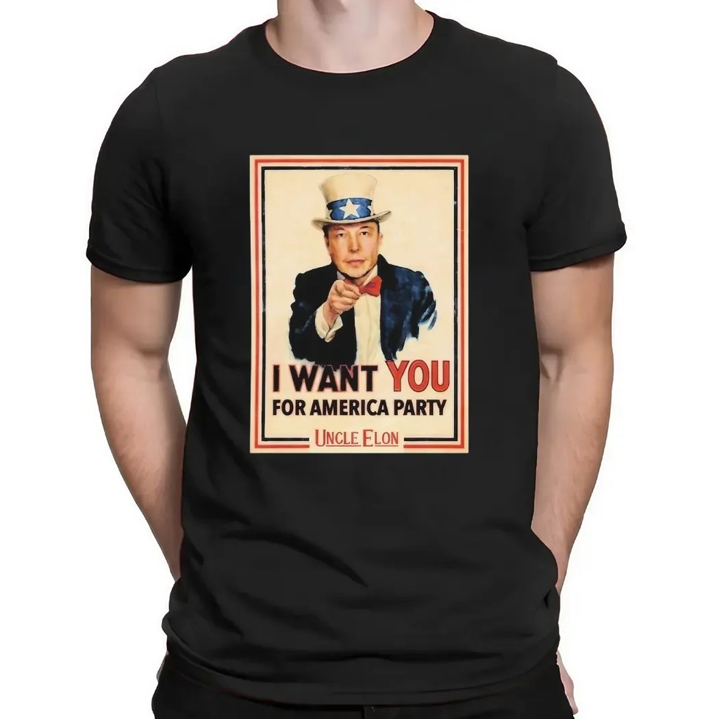 Uncle Sam X Elon Musk I Want You America Party Uncle Elon T Shirt