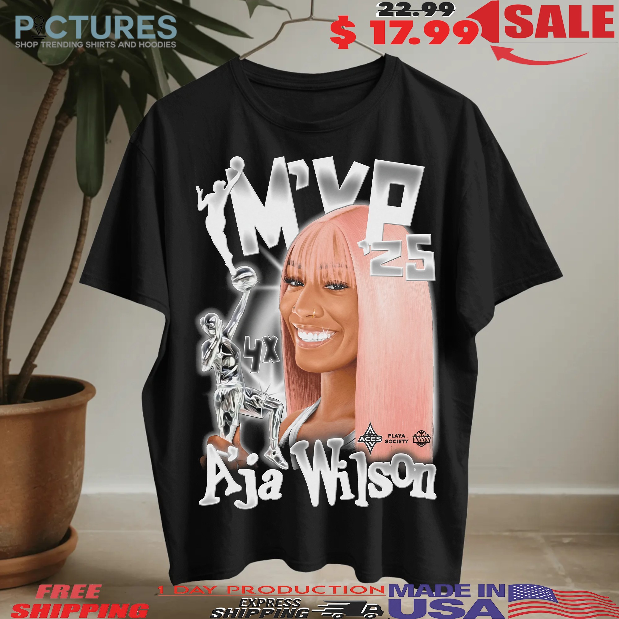 A'ja Wilson 2025 Wnba Mvp Portrait T Shirt