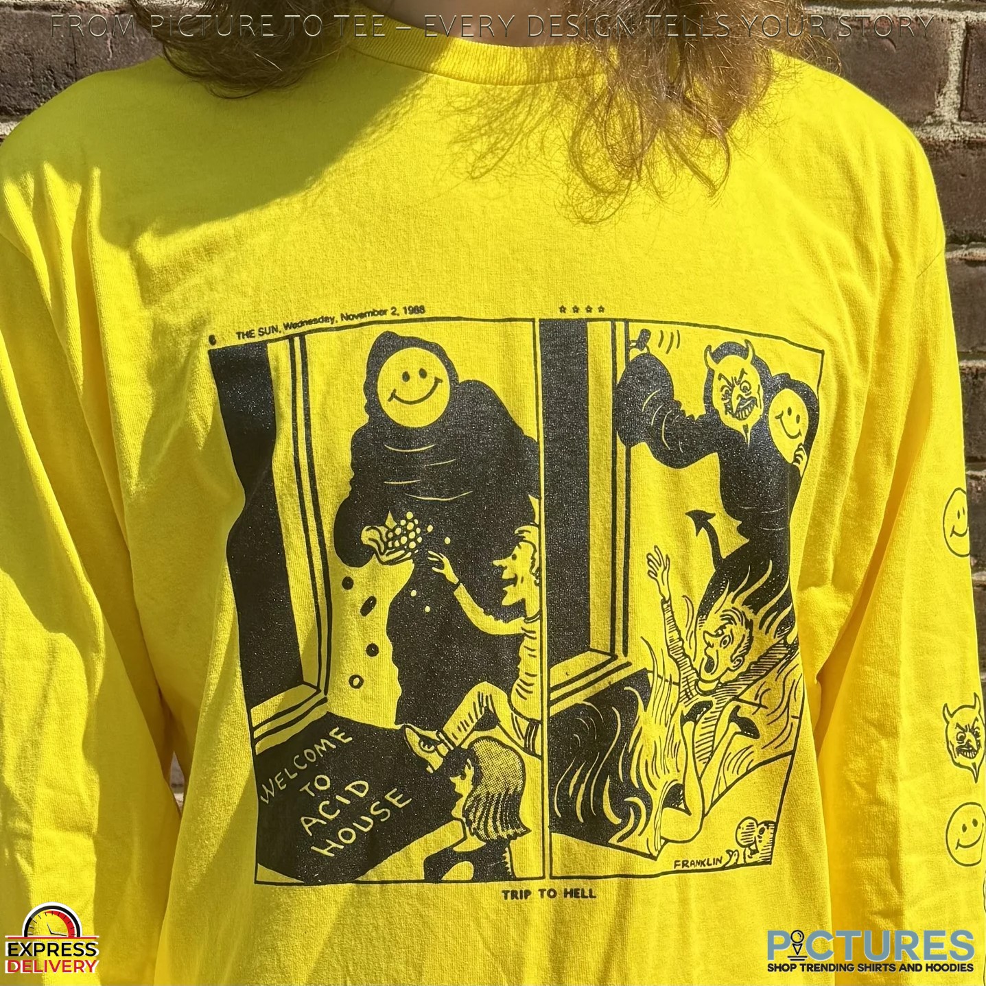 Acid House Trip to Hell Graphic Halloween T Shirt
