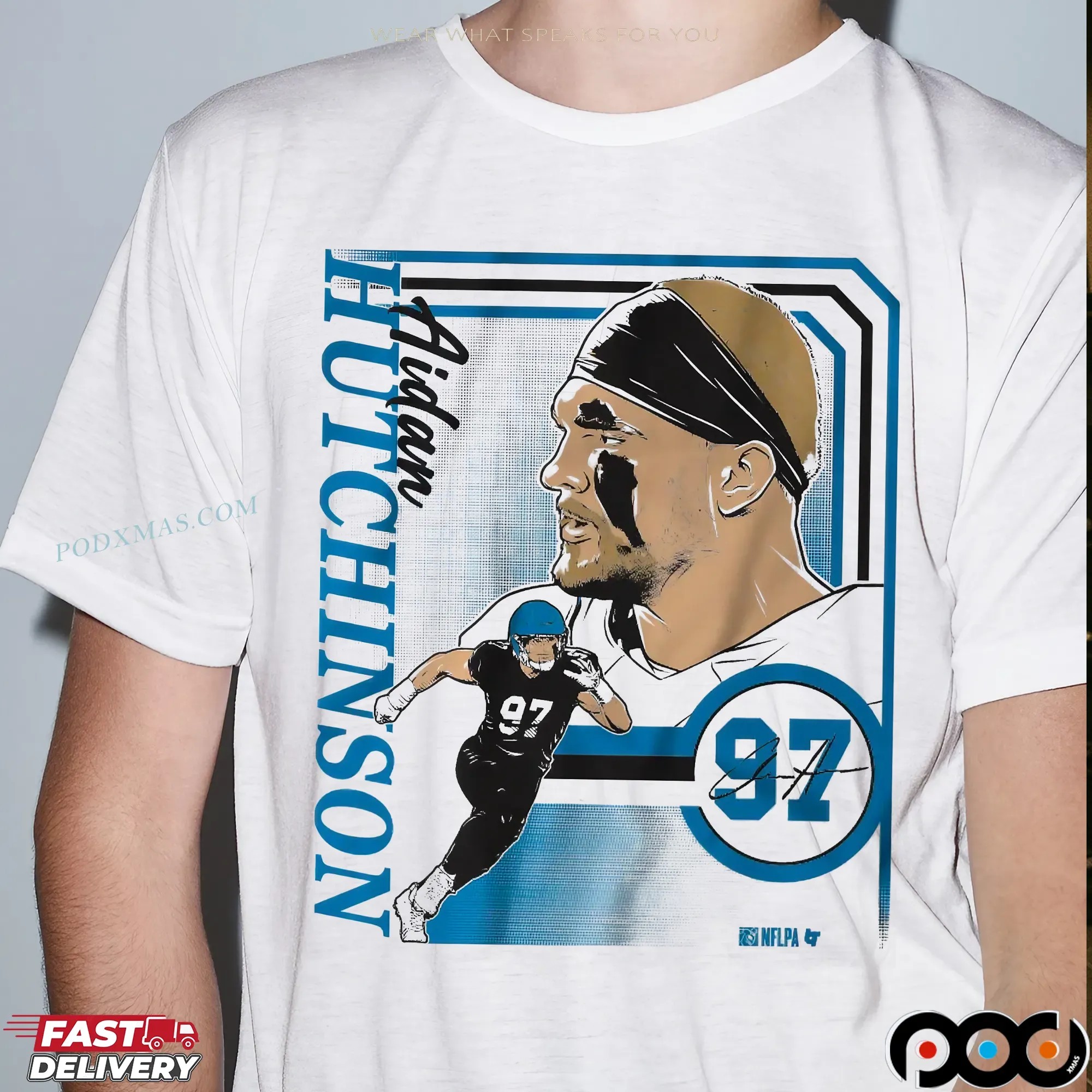 Aidan Hutchinson Detroit Collage Frame T Shirt 1 Aidan Hutchinson Detroit Collage Frame T Shirt