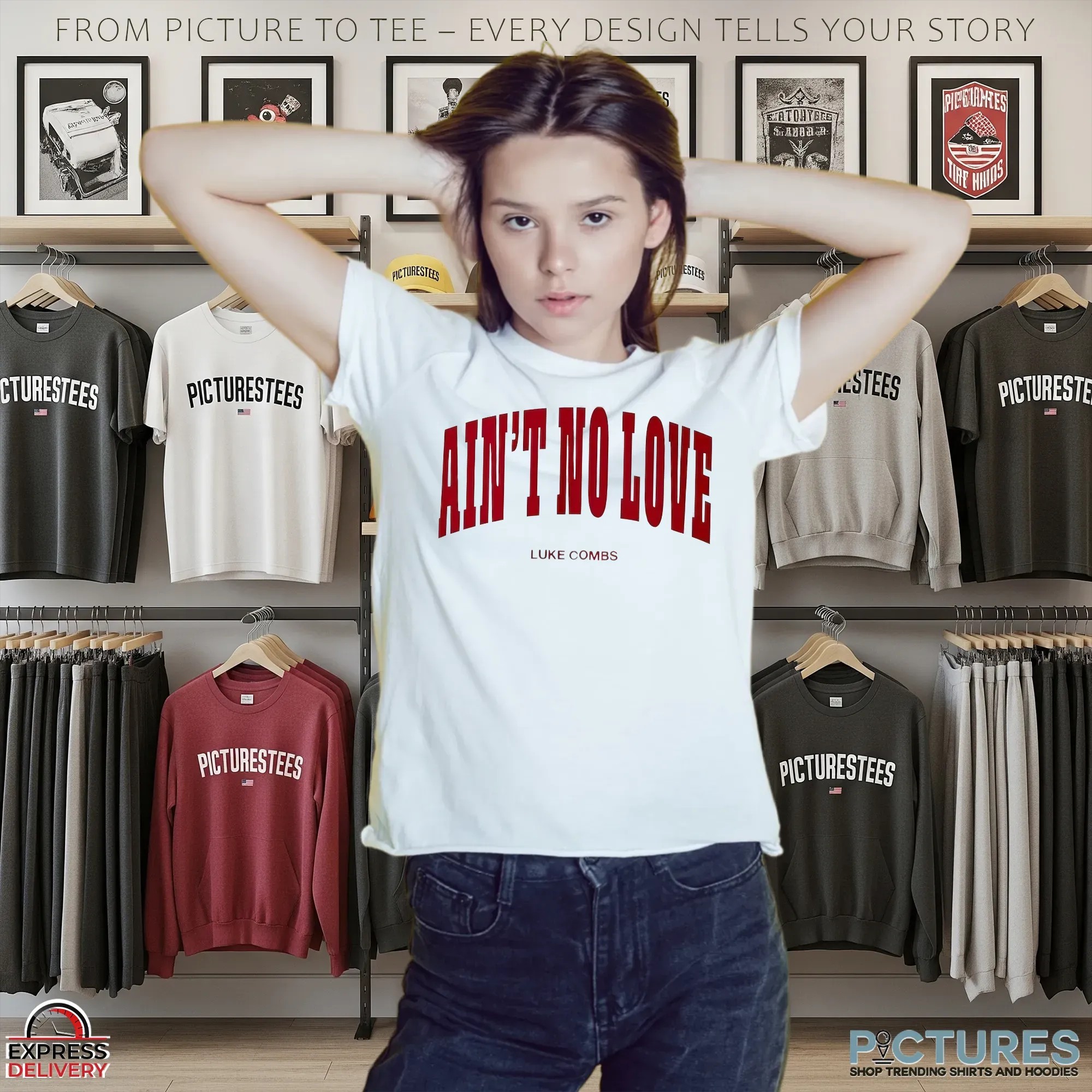 Ain't No Love Luke Combs Bold Text T Shirt