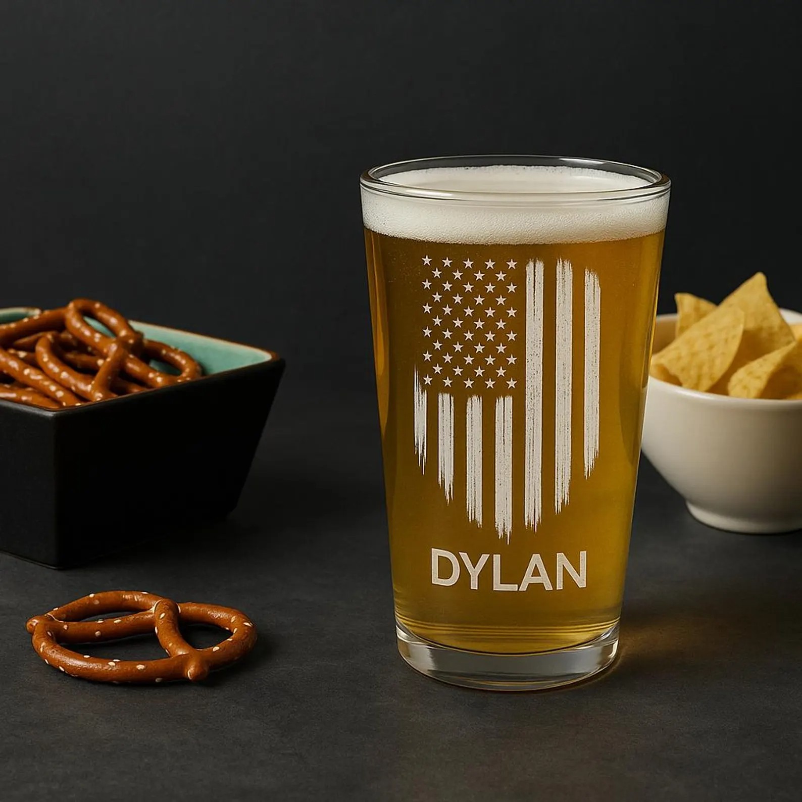 American Flag Custom Name Father's Day Pint Beer Glass 3 American Flag Custom Name Father's Day Pint Beer Glass