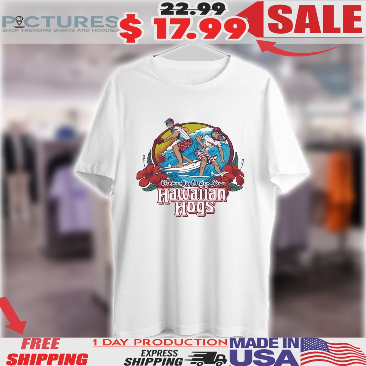 Arkansas Aloy Souza Hawaiian Hogs Shirt