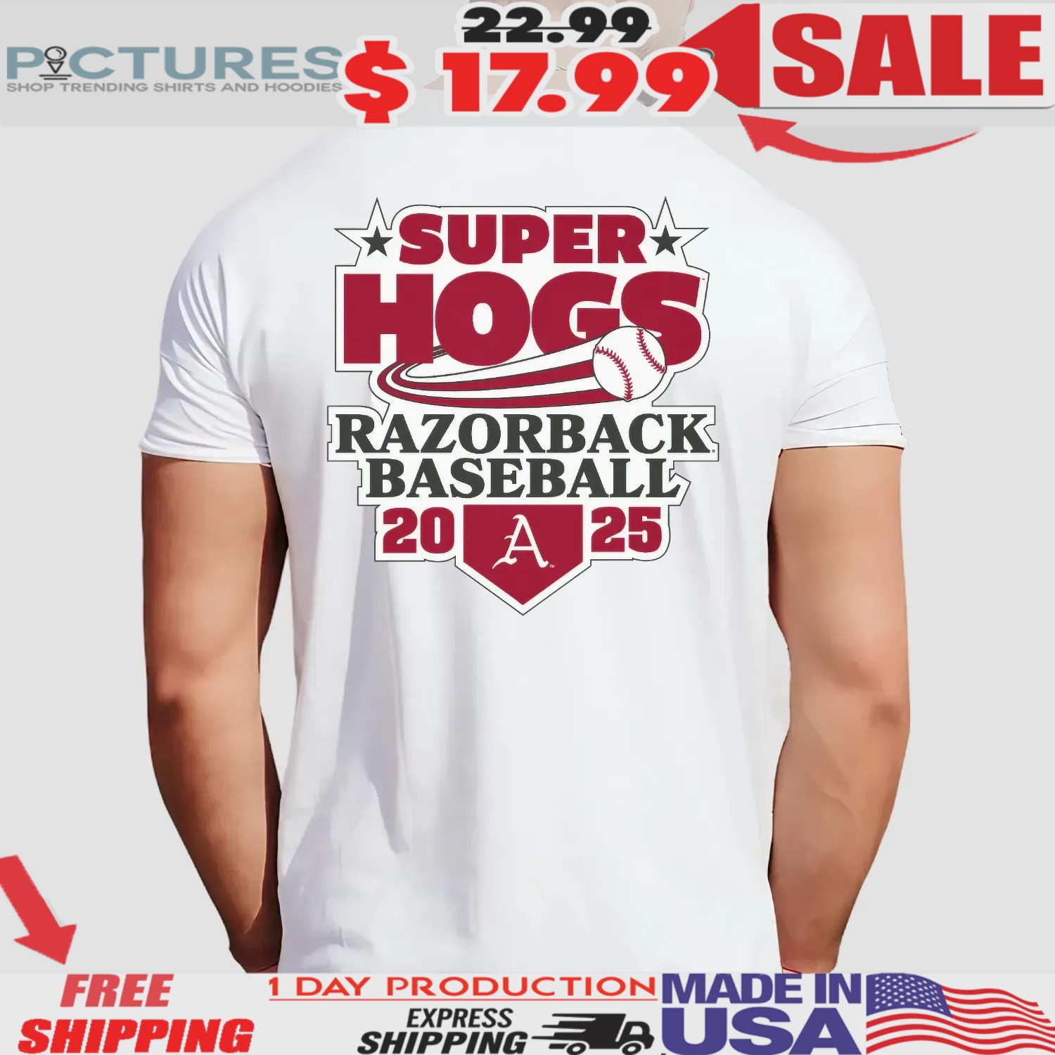 Arkansas Razorbacks 2025 Baseball Super Hogs T Shirt